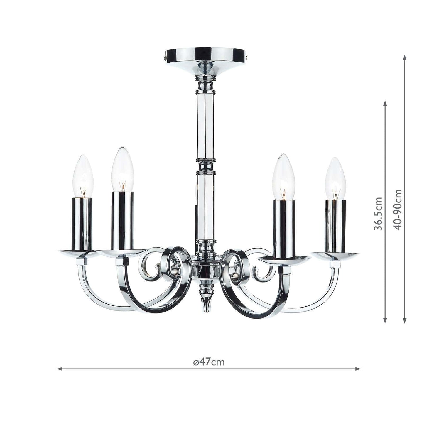 dar lighting Murray 5 Light Dual Mount Pendant Polished Chrome MUR0550