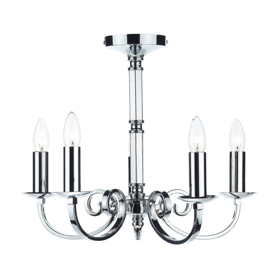 dar lighting Murray 5 Light Dual Mount Pendant Polished Chrome MUR0550