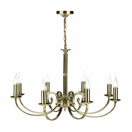dar lighting Murray 8 Light Dual Mount Pendant Antique Brass MUR0875