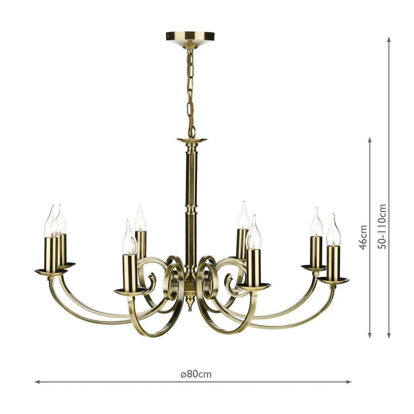 dar lighting Murray 8 Light Dual Mount Pendant Antique Brass MUR0875
