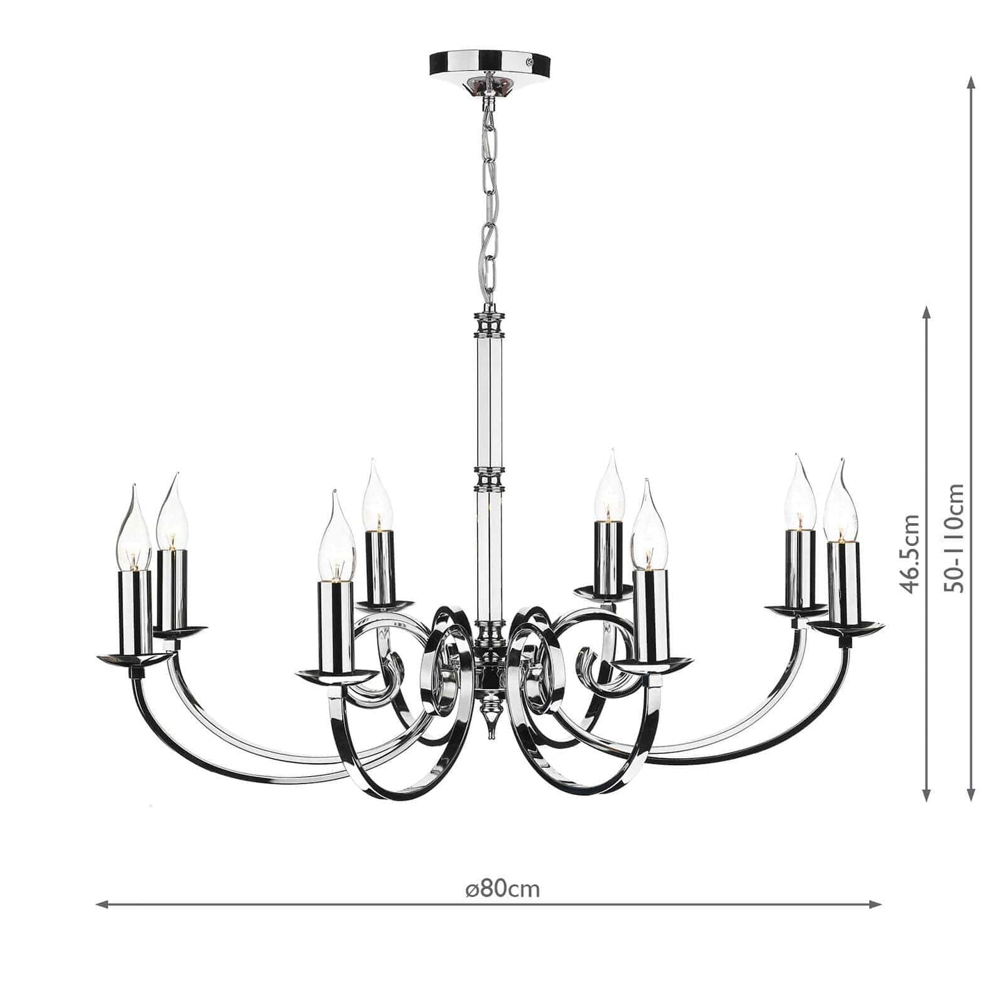 dar lighting Murray 8 Light Dual Mount Pendant Polished Chrome MUR0850