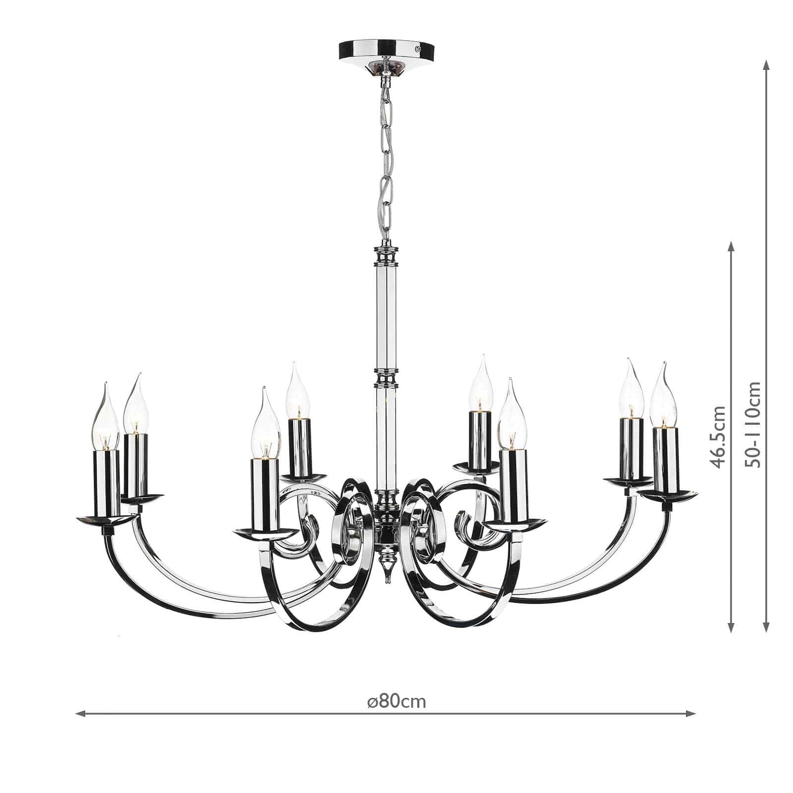 dar lighting Murray 8 Light Dual Mount Pendant Polished Chrome MUR0850