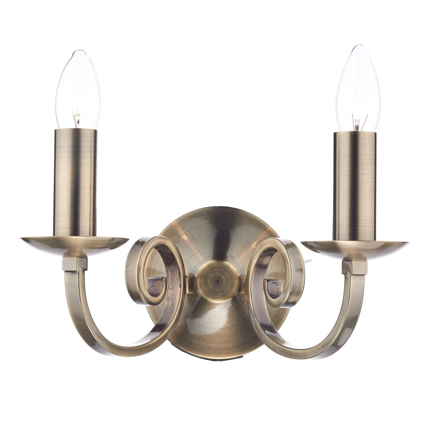 dar lighting Murray Double Wall Bracket Antique Brass MUR0975