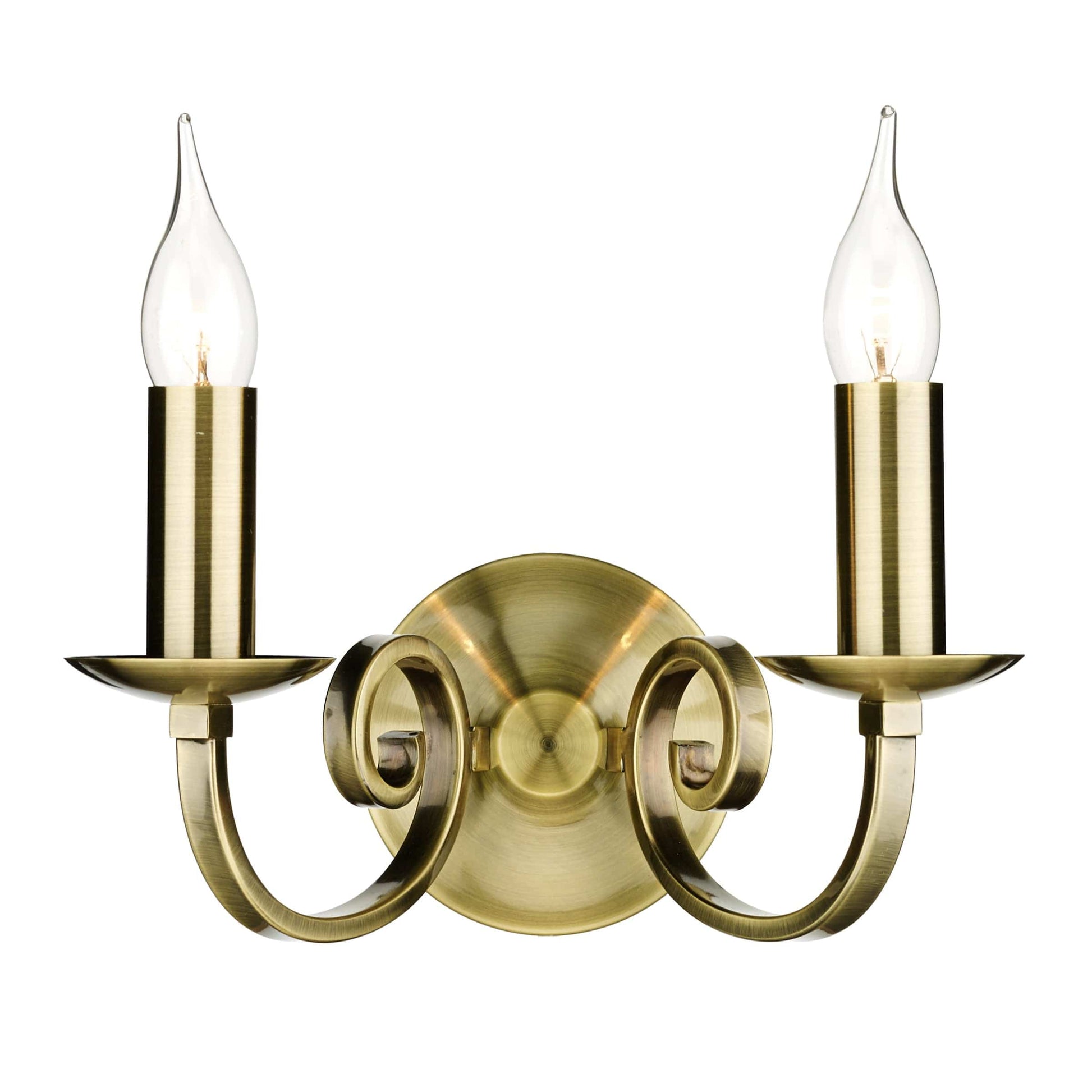 dar lighting Murray Double Wall Bracket Antique Brass MUR0975