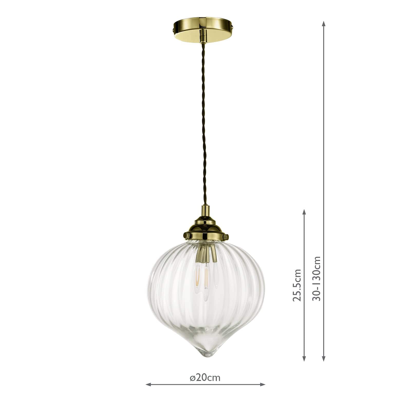 dar lighting Mya 1 Light Single Pendant Antique Brass Glass MYA0175