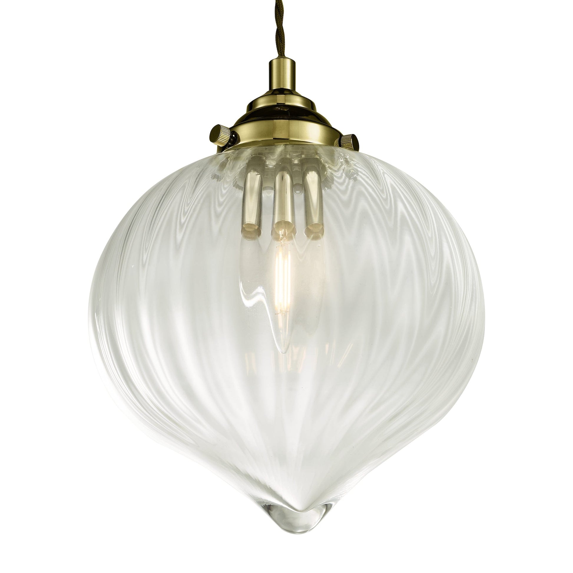 dar lighting Mya 1 Light Single Pendant Antique Brass Glass MYA0175