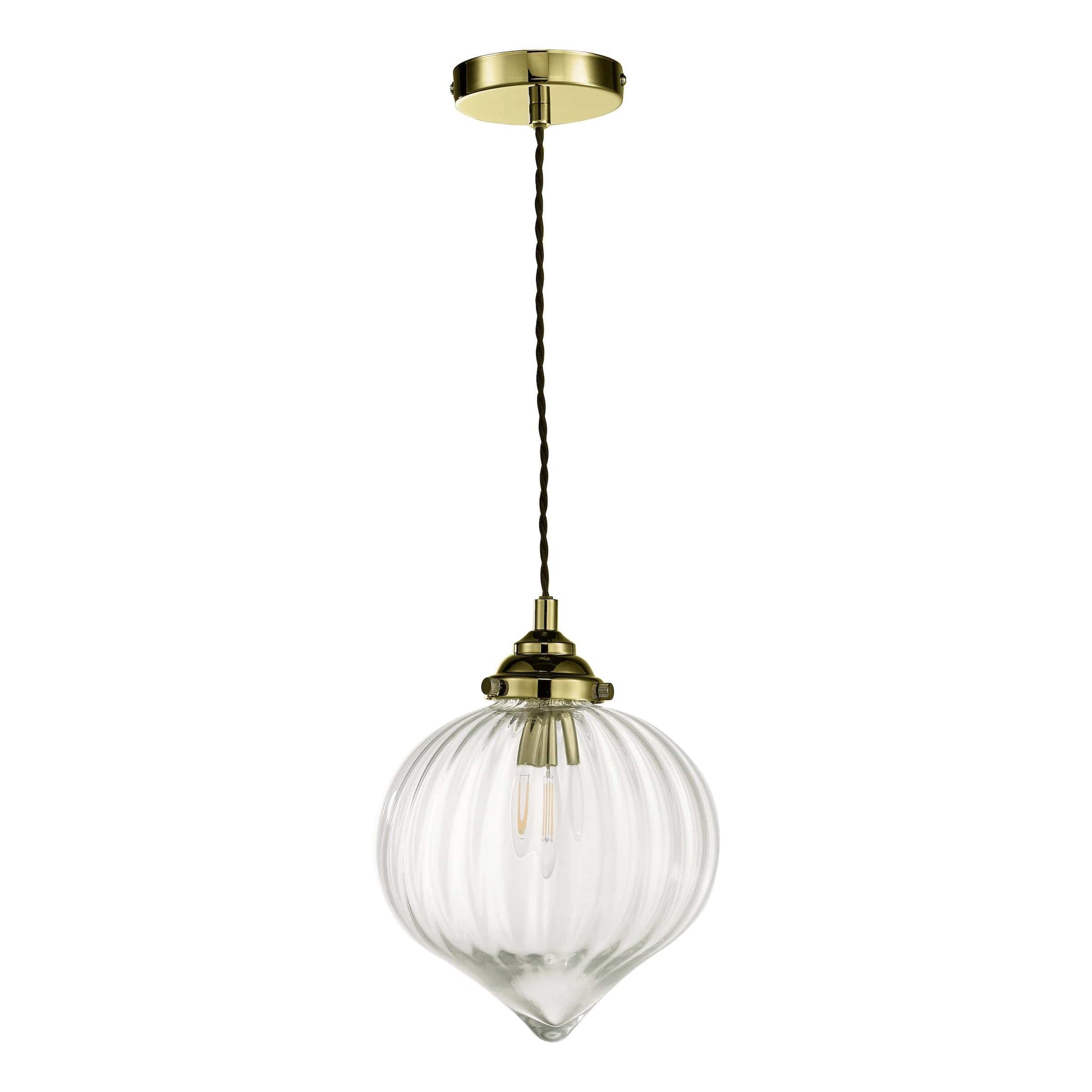 dar lighting Mya 1 Light Single Pendant Antique Brass Glass MYA0175