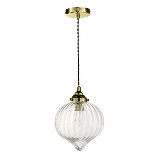 dar lighting Mya 1 Light Single Pendant Antique Brass Glass MYA0175