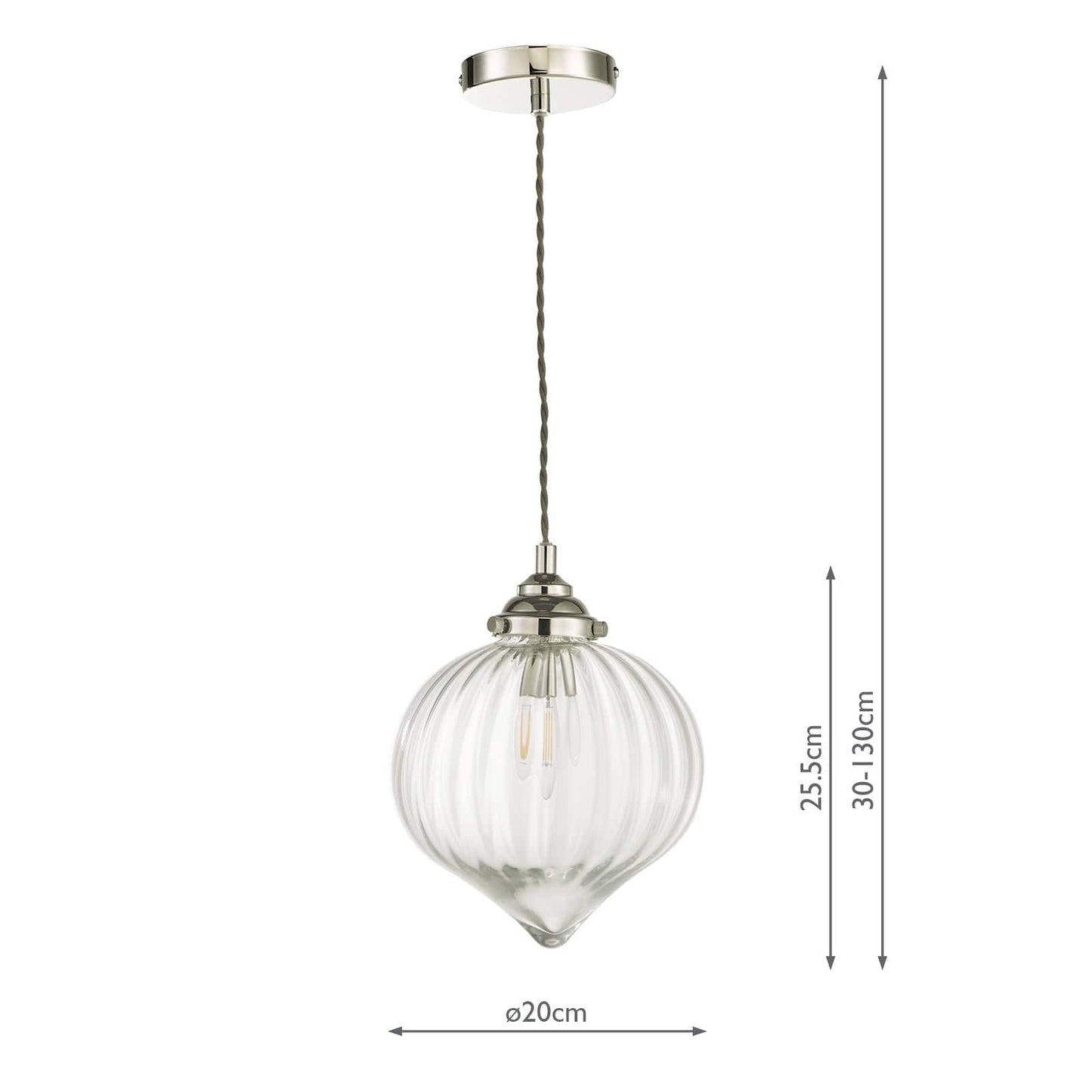 dar lighting Mya 1 Light Single Pendant Polished Nickel Glass MYA0138