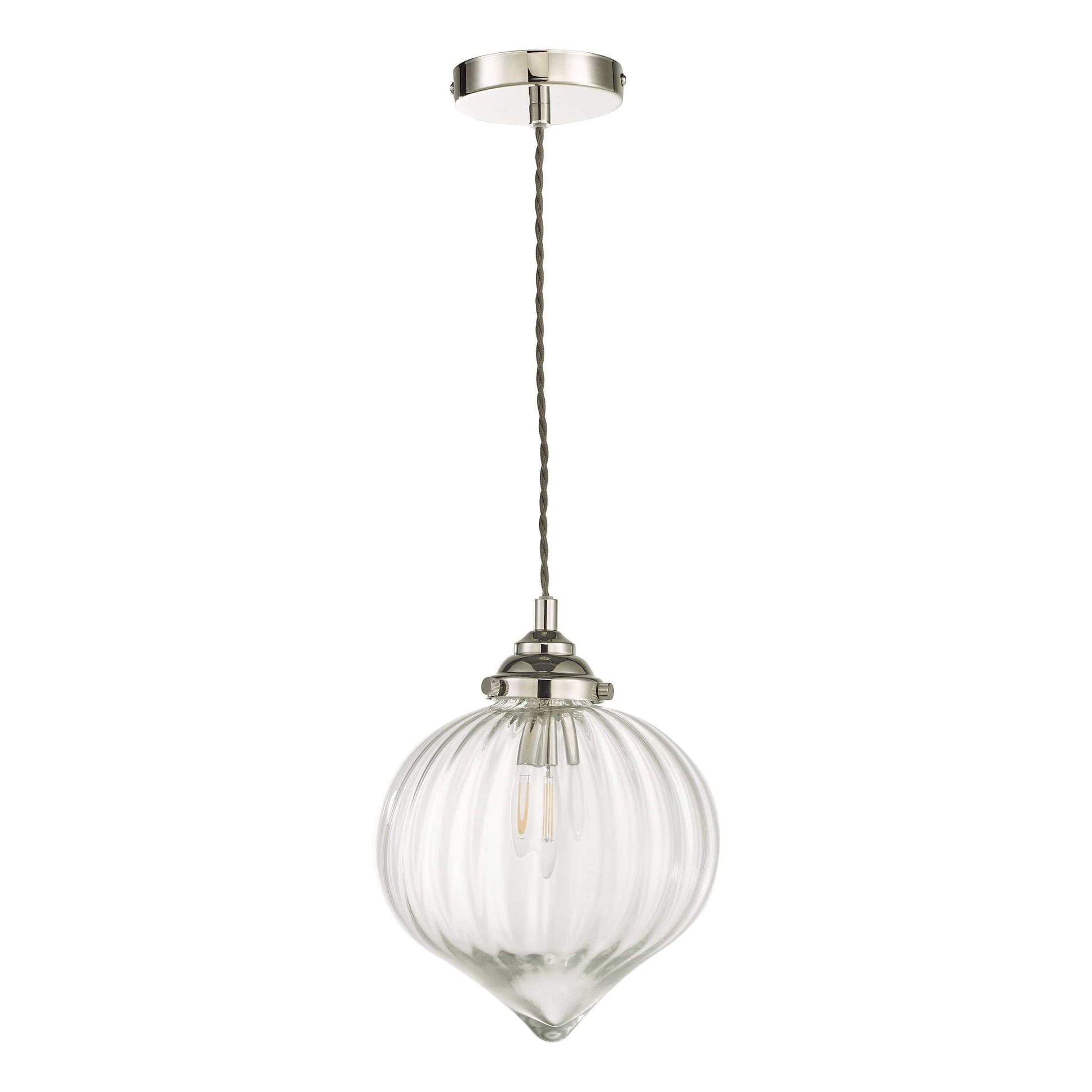 dar lighting Mya 1 Light Single Pendant Polished Nickel Glass MYA0138