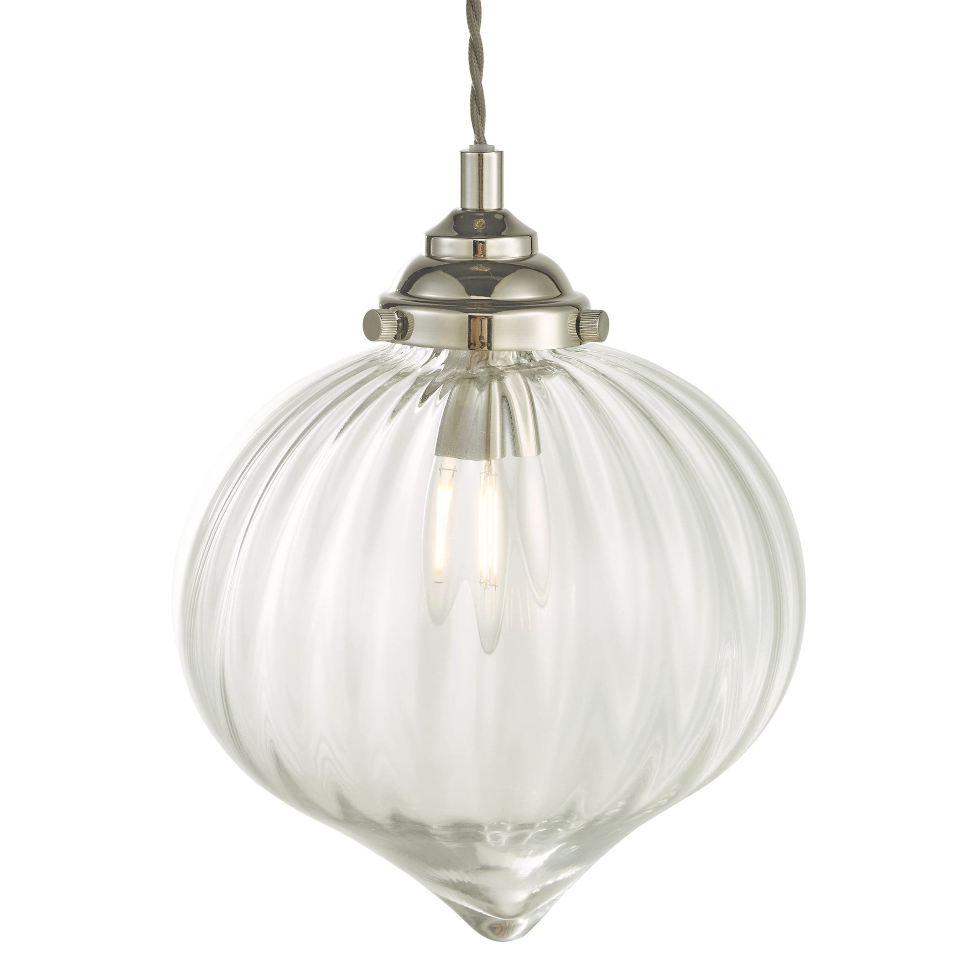 dar lighting Mya 1 Light Single Pendant Polished Nickel Glass MYA0138