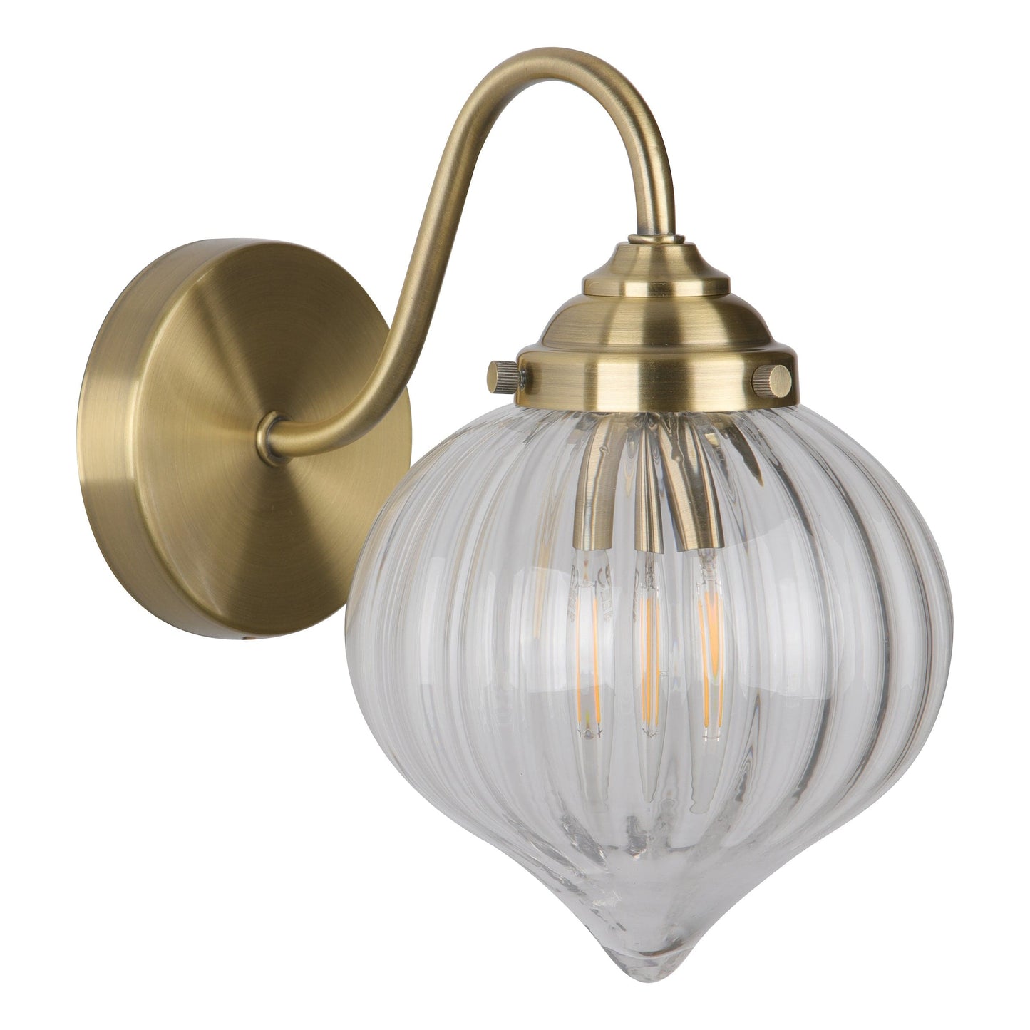 dar lighting Mya Wall Light Antique Brass and Glass MYA0775