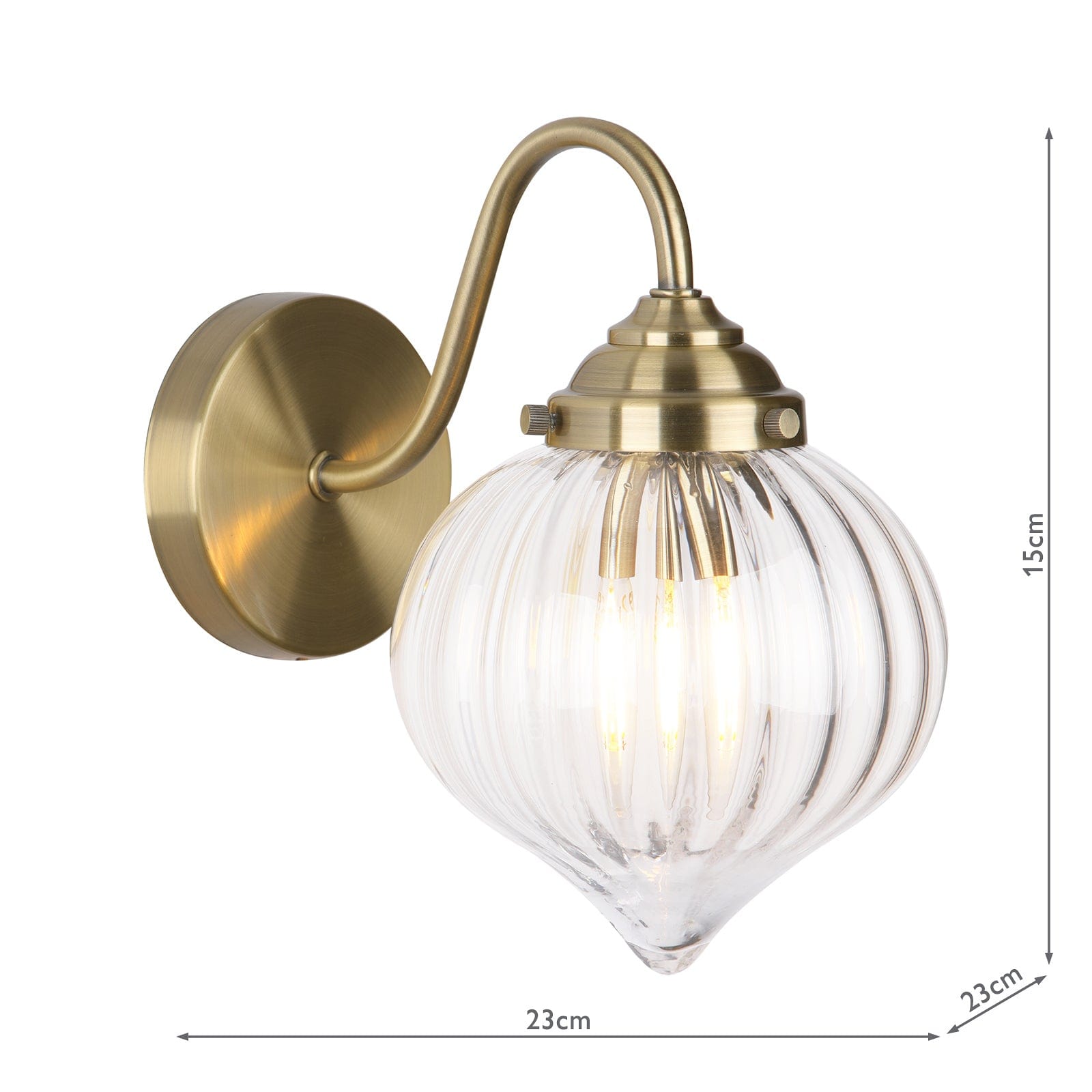 dar lighting Mya Wall Light Antique Brass and Glass MYA0775