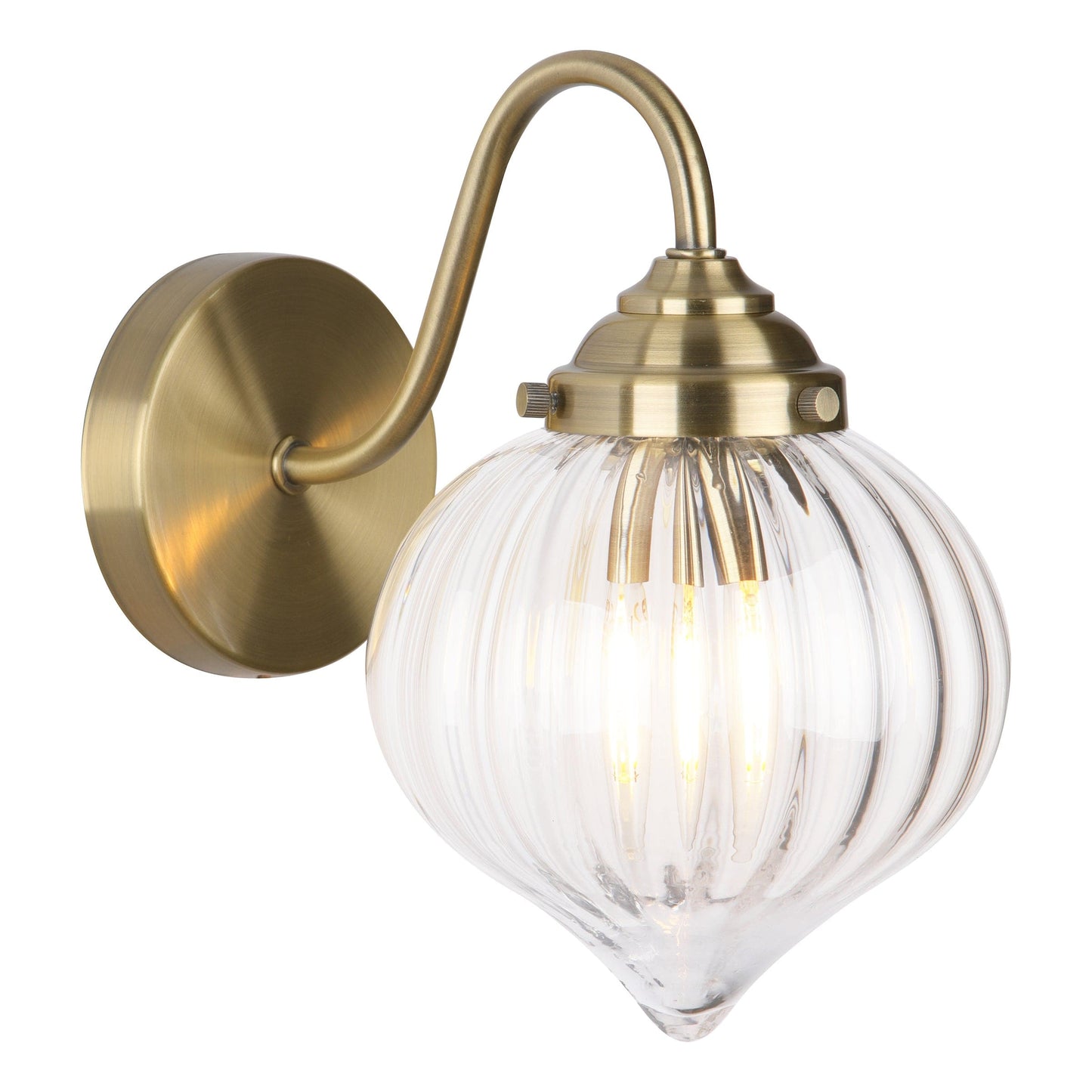 dar lighting Mya Wall Light Antique Brass and Glass MYA0775