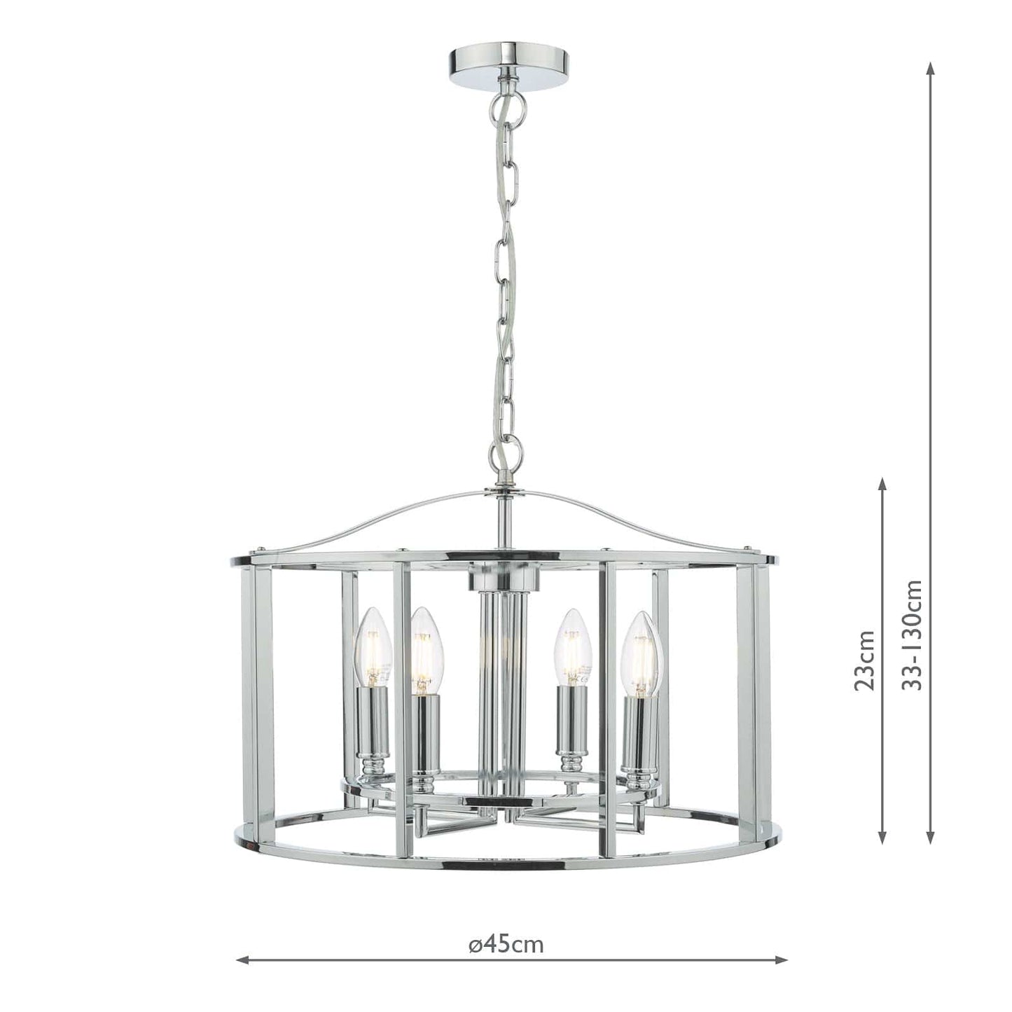 dar lighting Myka 4 Light Pendant Polished Chrome MYK0450