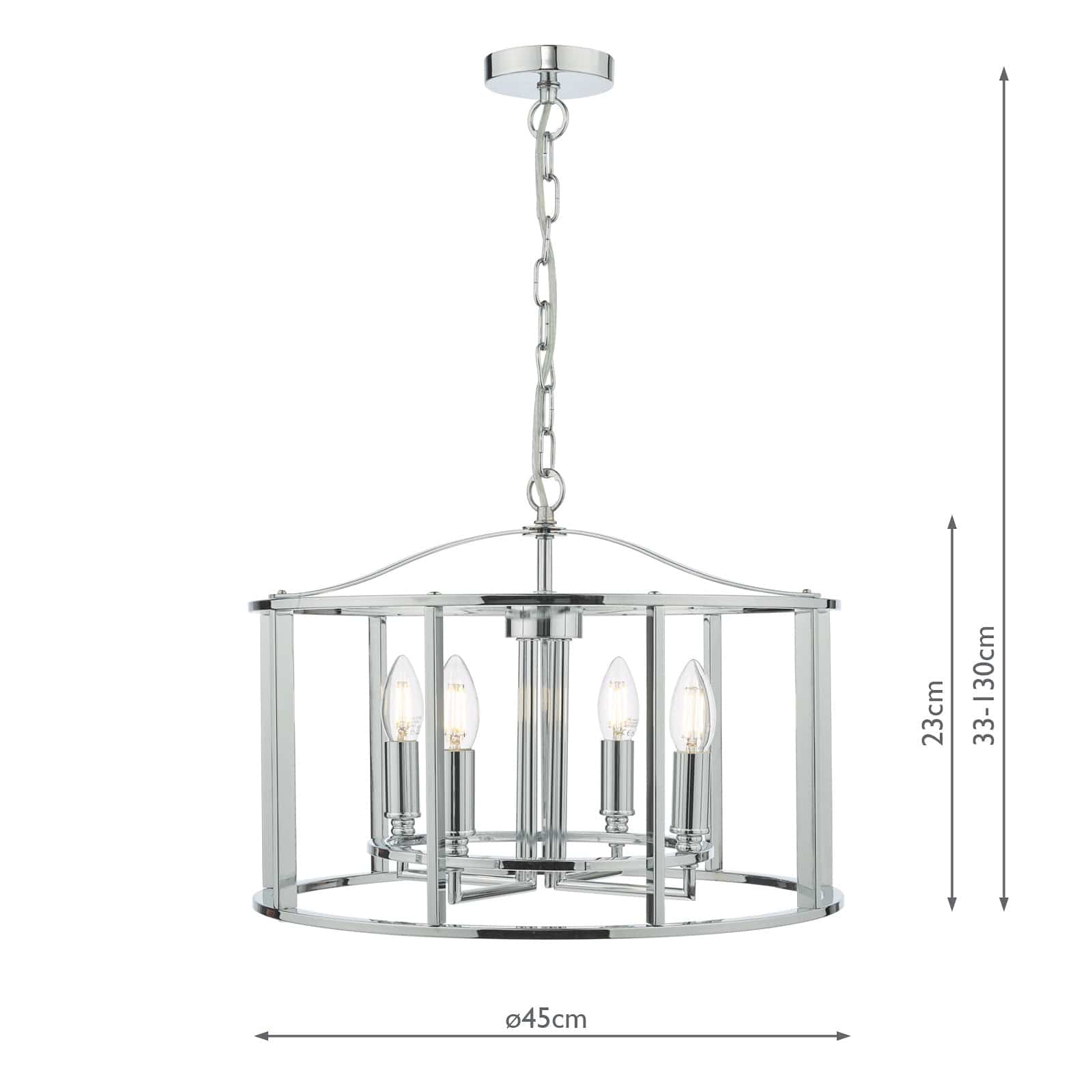 dar lighting Myka 4 Light Pendant Polished Chrome MYK0450