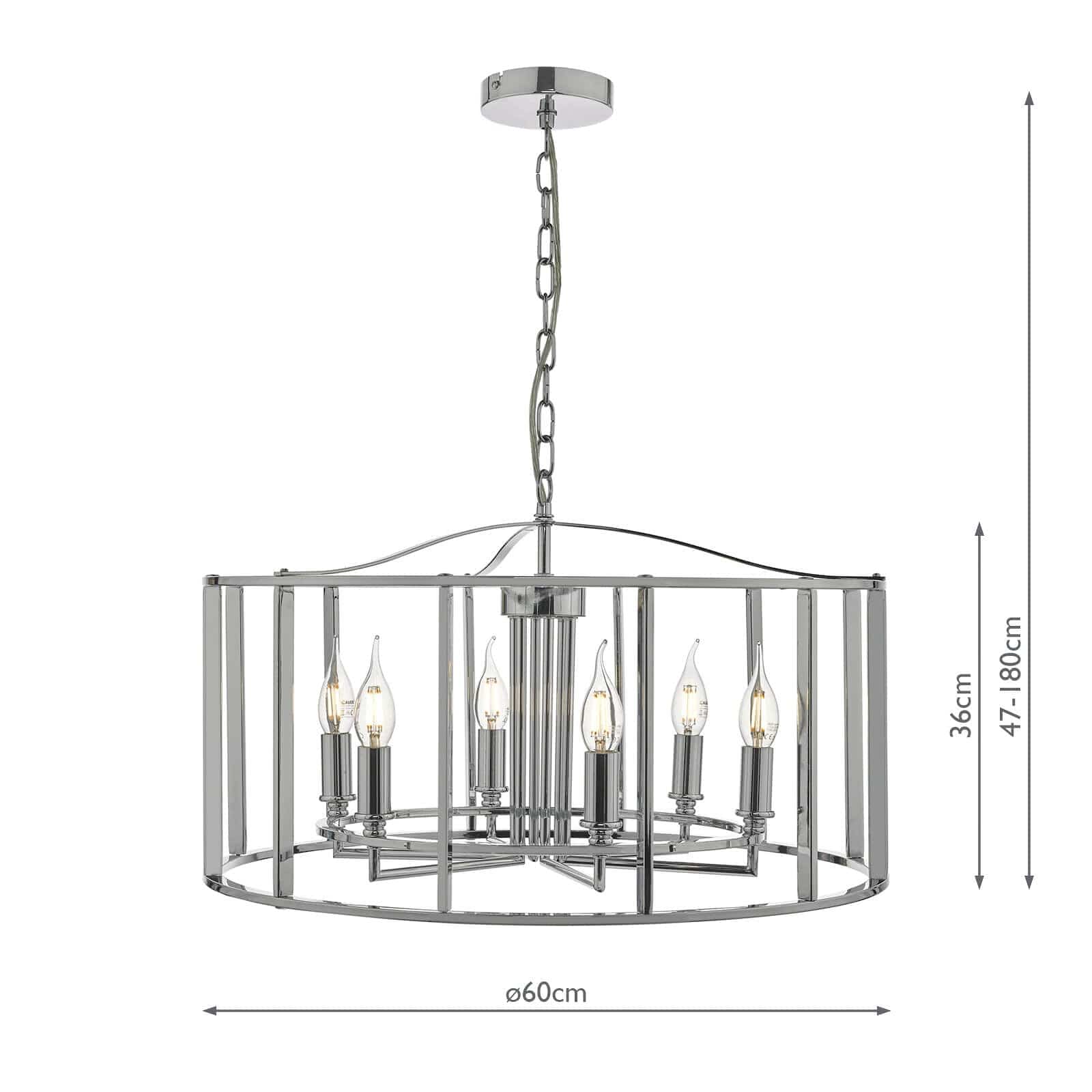 dar lighting Myka 6 Light Pendant Polished Chrome MYK0650