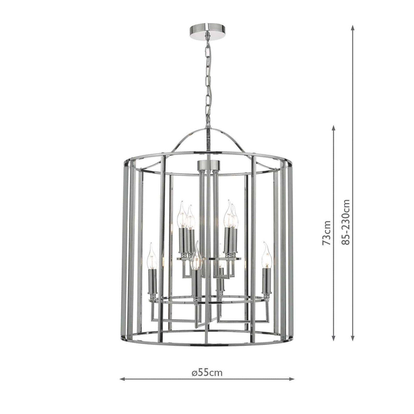 dar lighting Myka 8lt Lantern Polished Chrome MYK0850