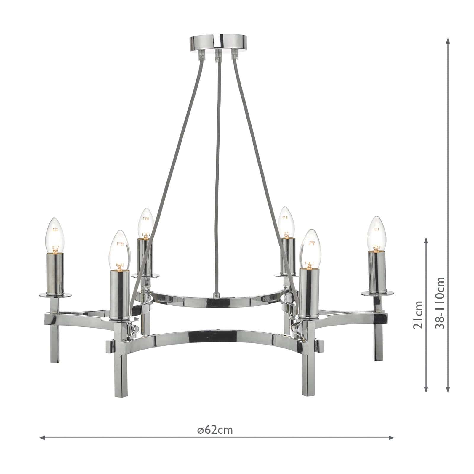 dar lighting Nacala 6 Light Pendant Polished Chrome NAC0650