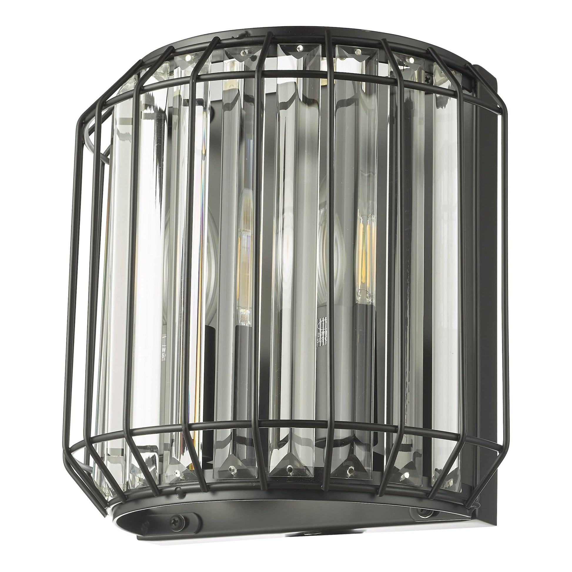 dar lighting Naeva 2 Light Wall Light Matt Black Glass NAE0922