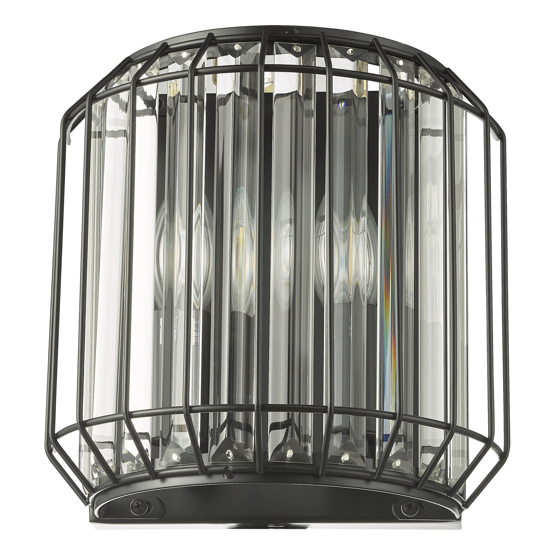 dar lighting Naeva 2 Light Wall Light Matt Black Glass NAE0922