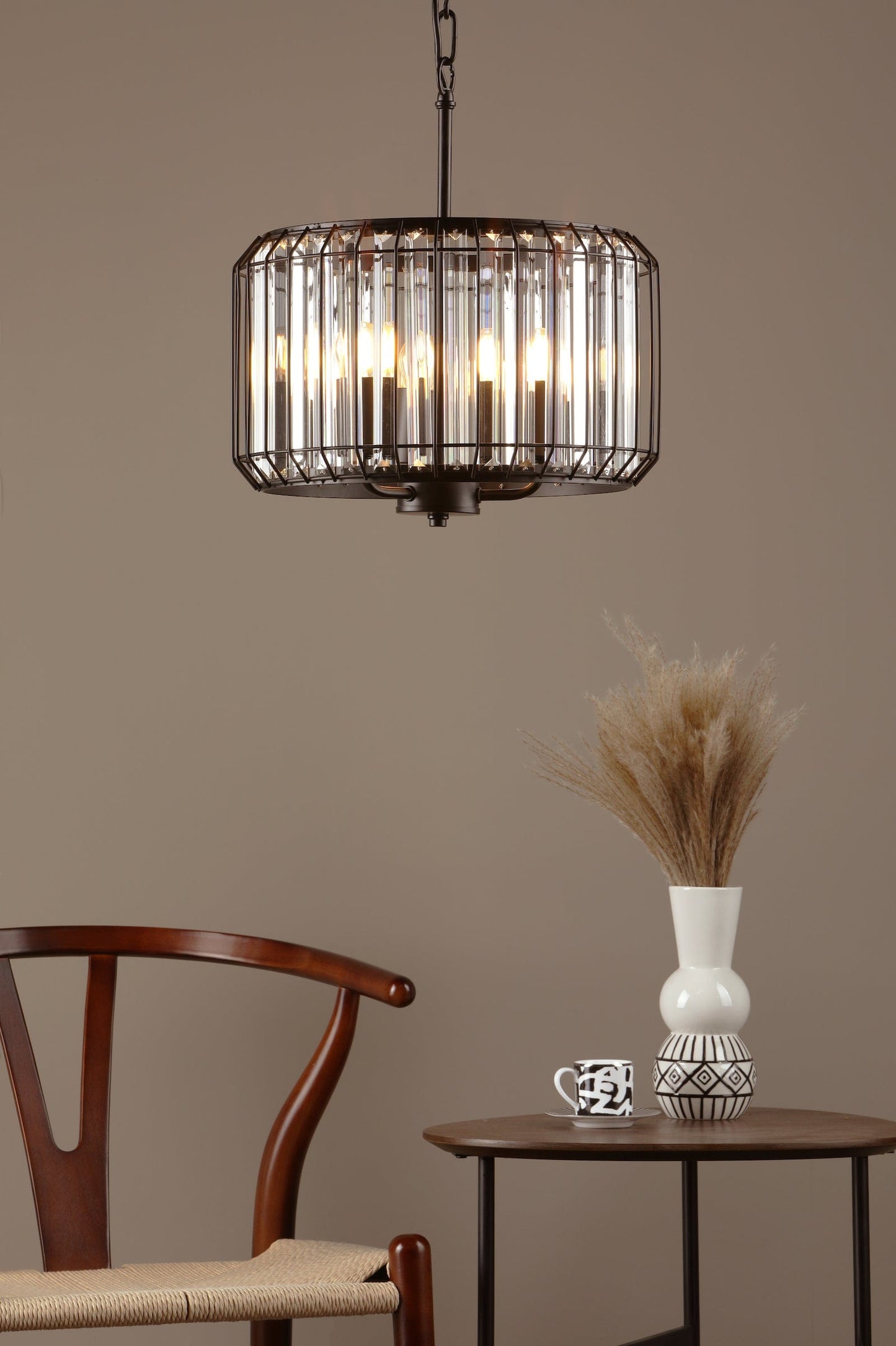 dar lighting Naeva 3 Light Pendant Satin Black Crystal NAE0322