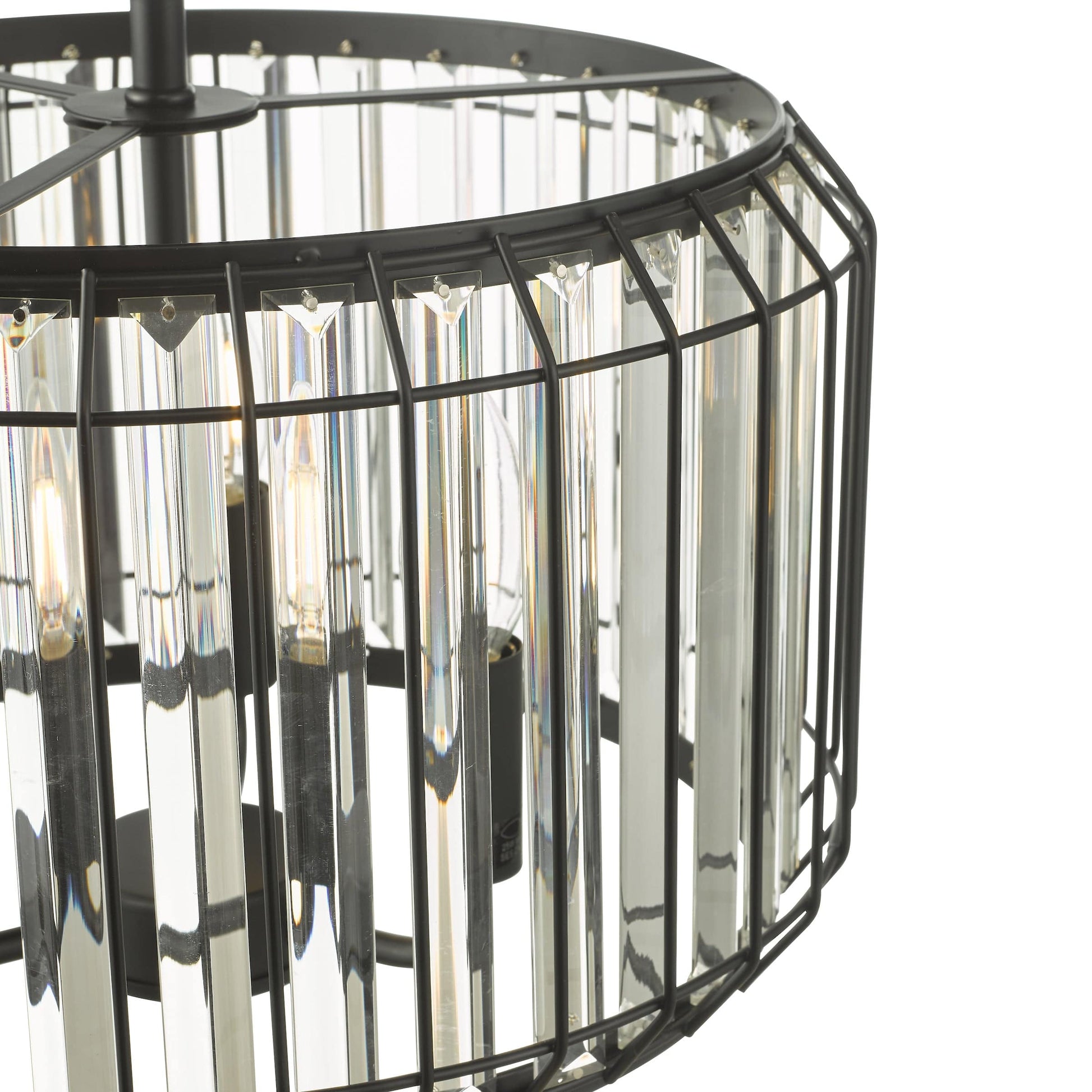 dar lighting Naeva 3 Light Pendant Satin Black Crystal NAE0322