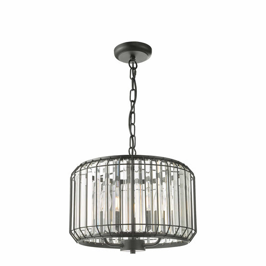 dar lighting Naeva 3 Light Pendant Satin Black Crystal NAE0322