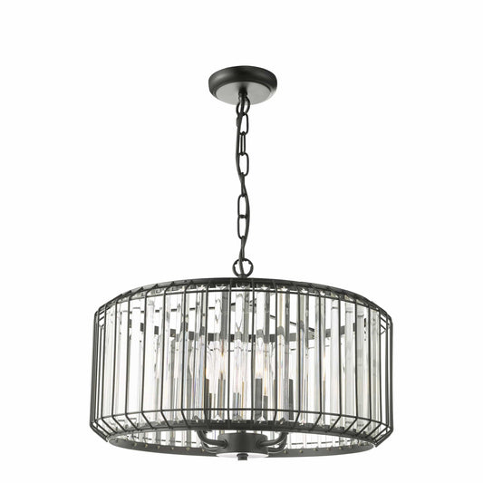 dar lighting Naeva 4 Light Pendant Satin Black Crystal NAE0422