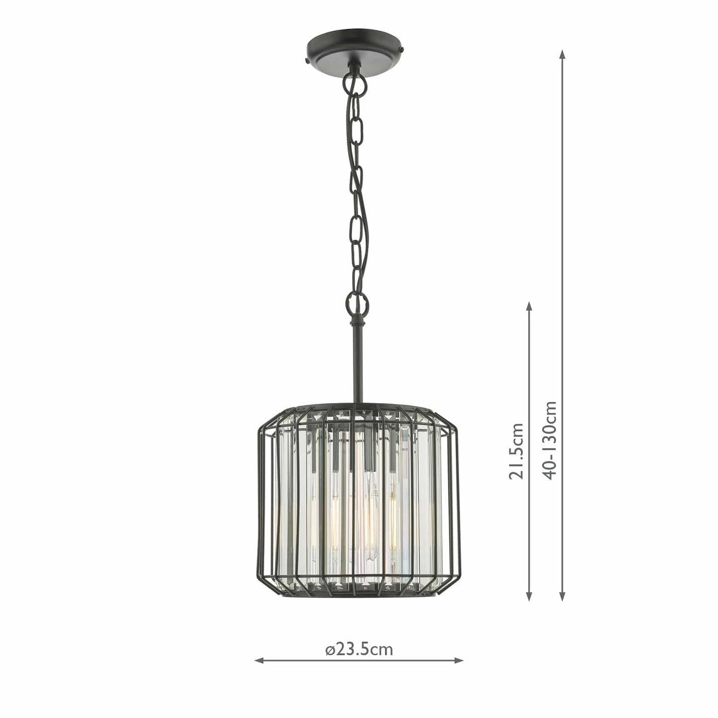 dar lighting Naeva Pendant Satin Black & Crystal NAE0122