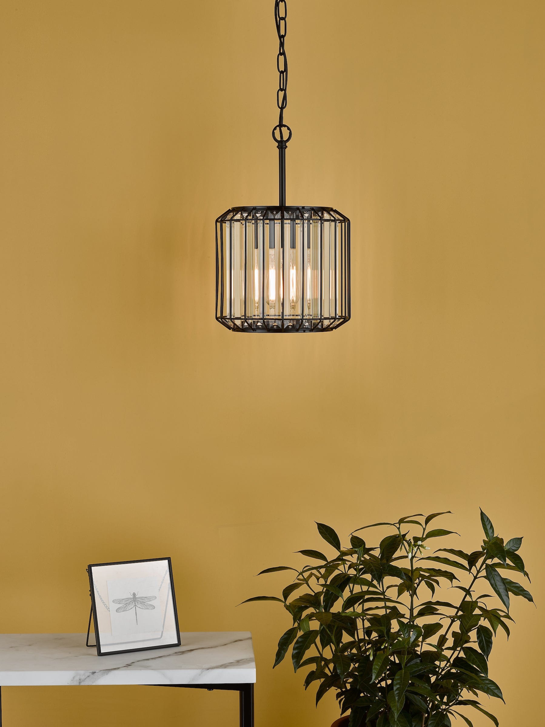 dar lighting Naeva Pendant Satin Black & Crystal NAE0122