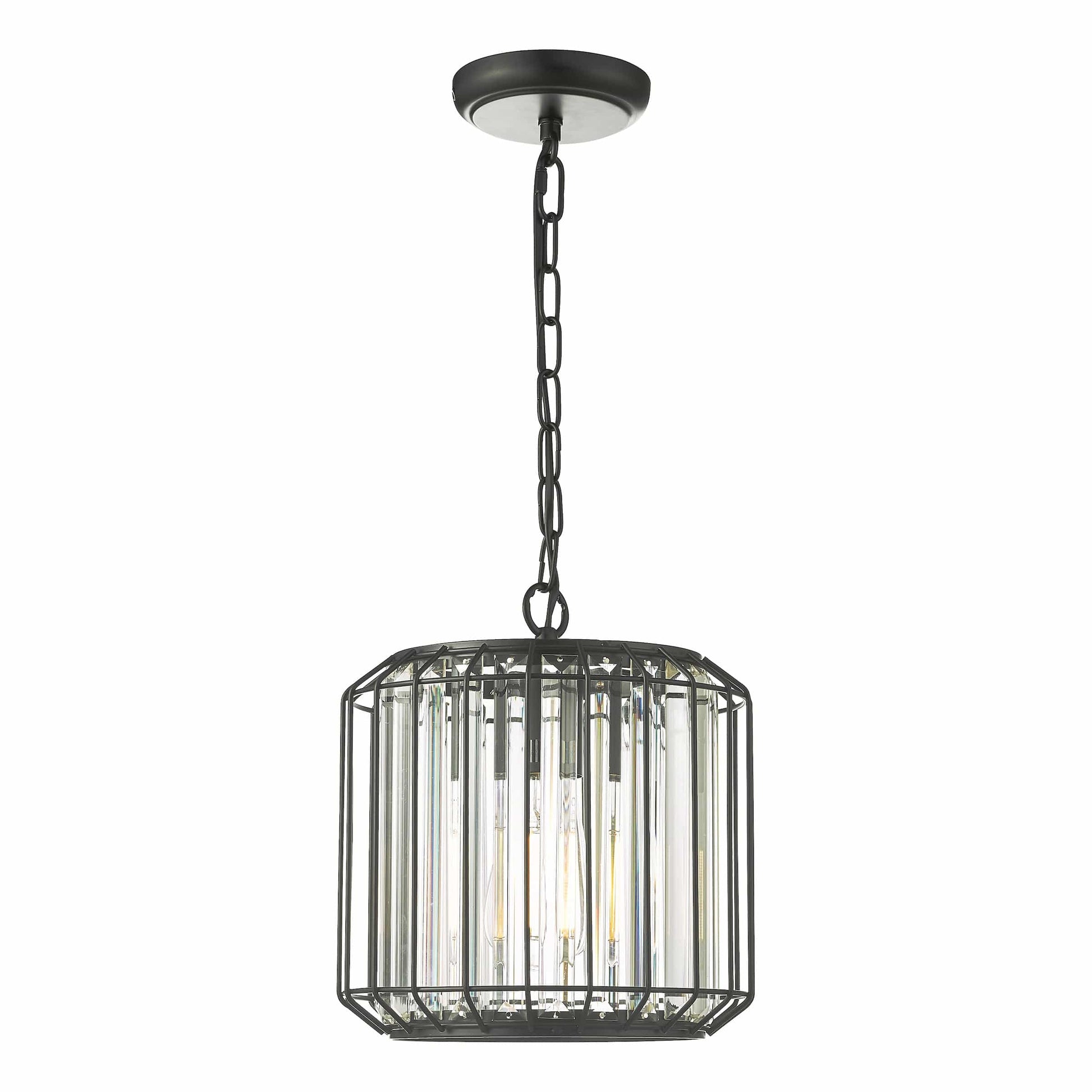 dar lighting Naeva Pendant Satin Black & Crystal NAE0122