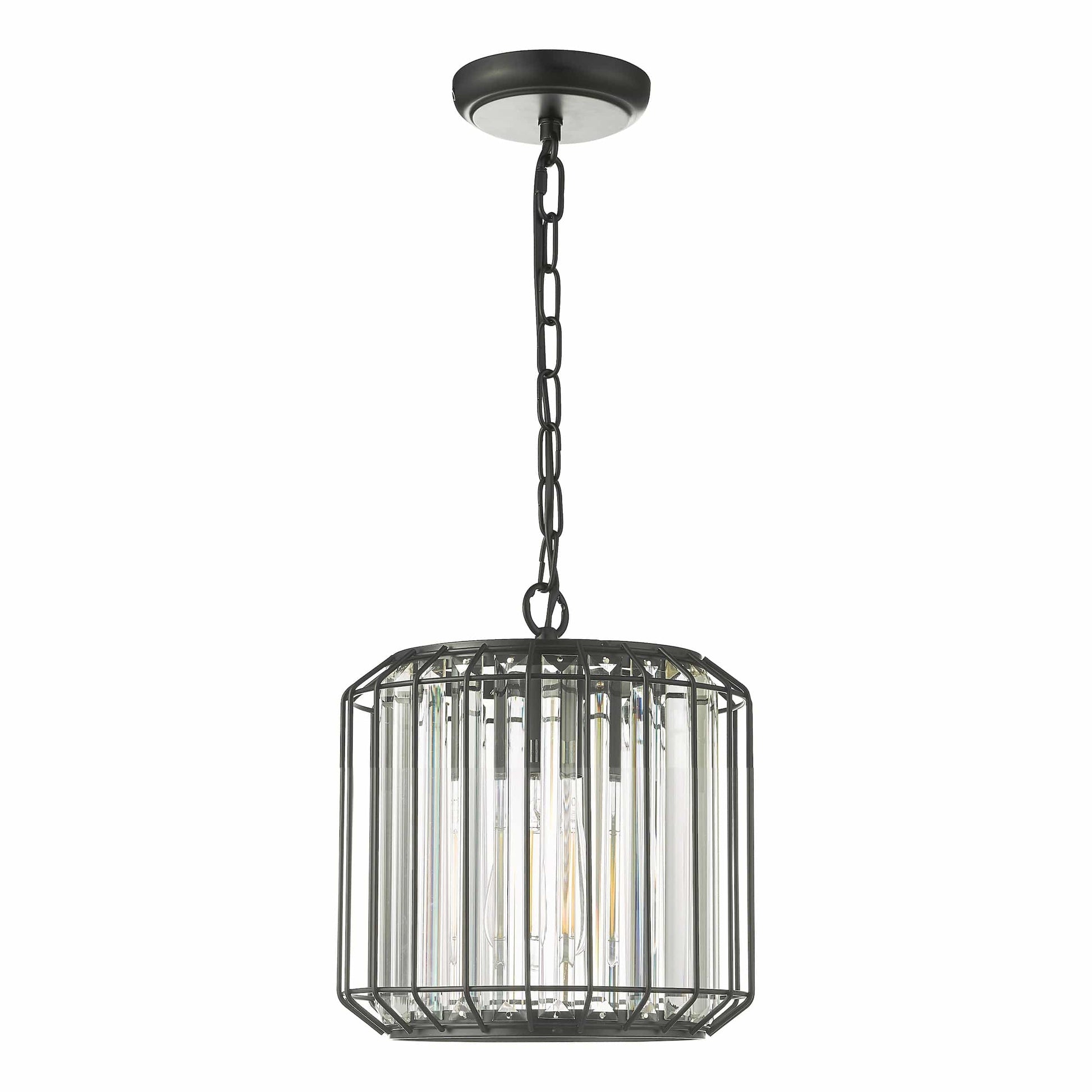 dar lighting Naeva Pendant Satin Black & Crystal NAE0122