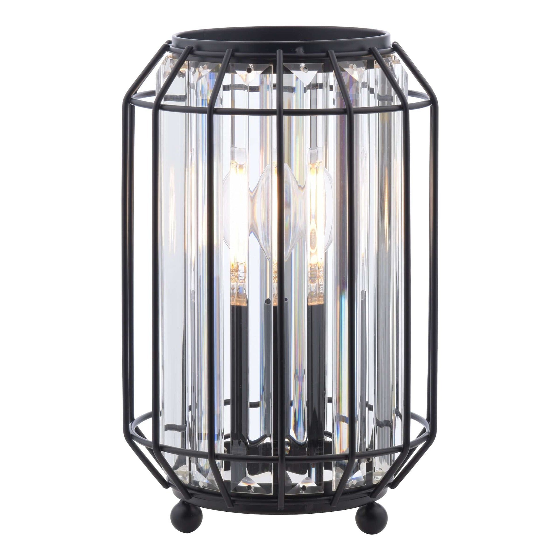 dar lighting Naeva Table Lamp Matt Black and Crystal NAE4222