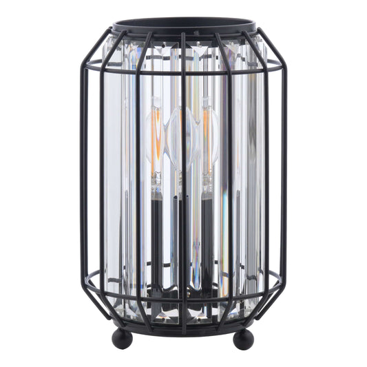 dar lighting Naeva Table Lamp Matt Black and Crystal NAE4222