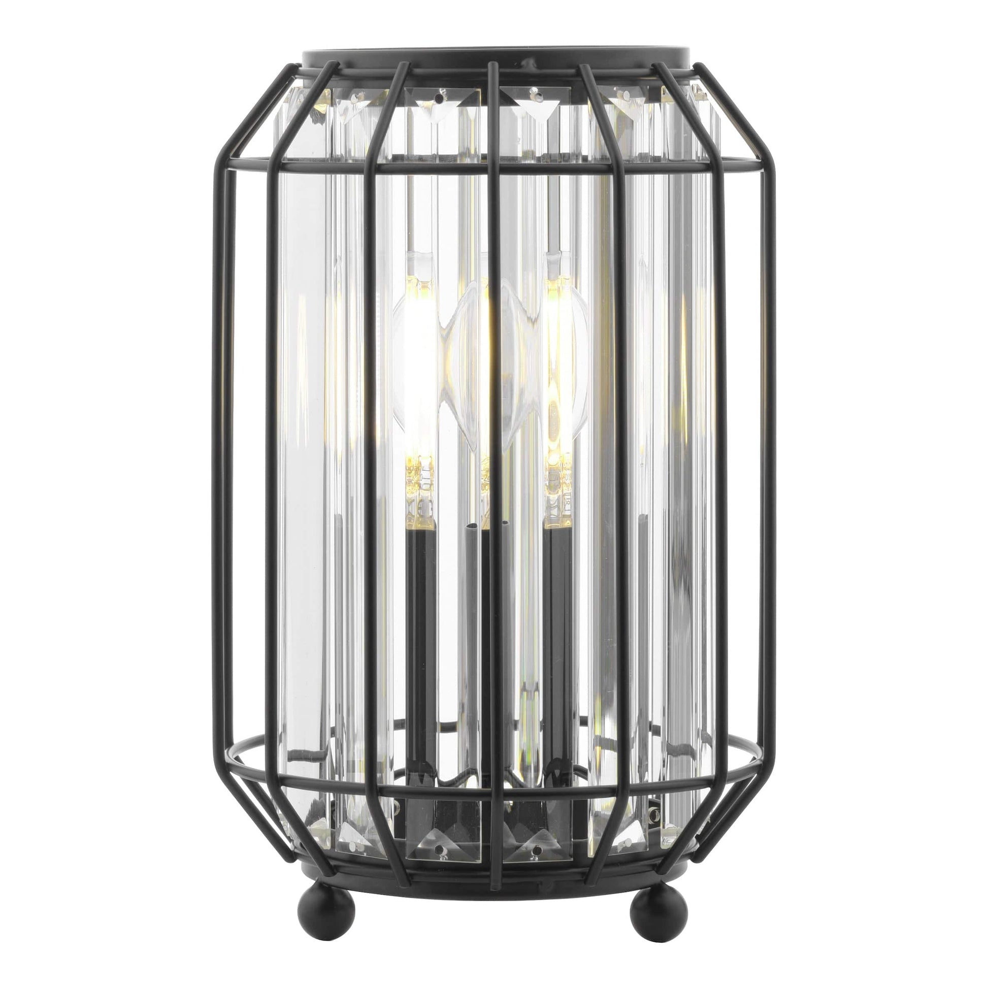 dar lighting Naeva Table Lamp Matt Black and Crystal NAE4222