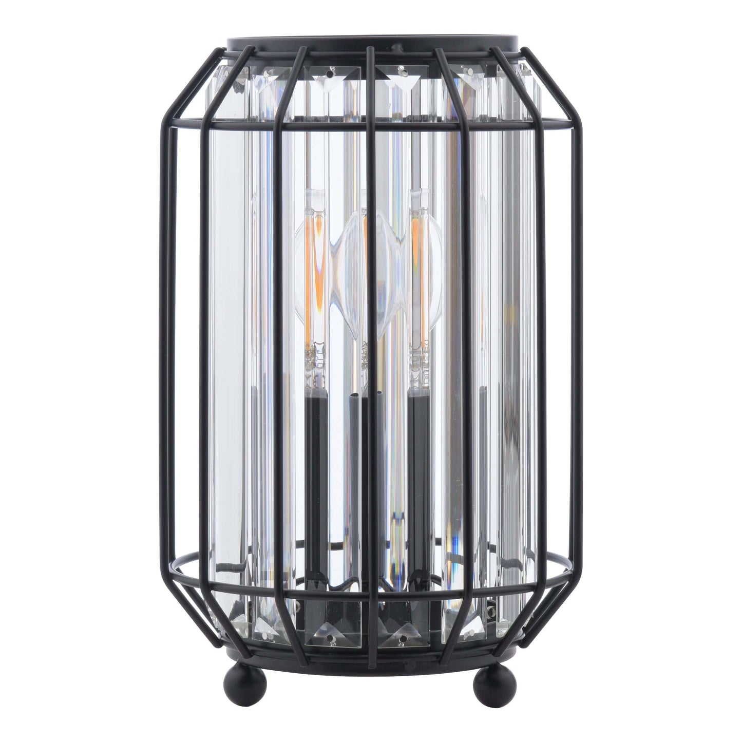 dar lighting Naeva Table Lamp Matt Black and Crystal NAE4222