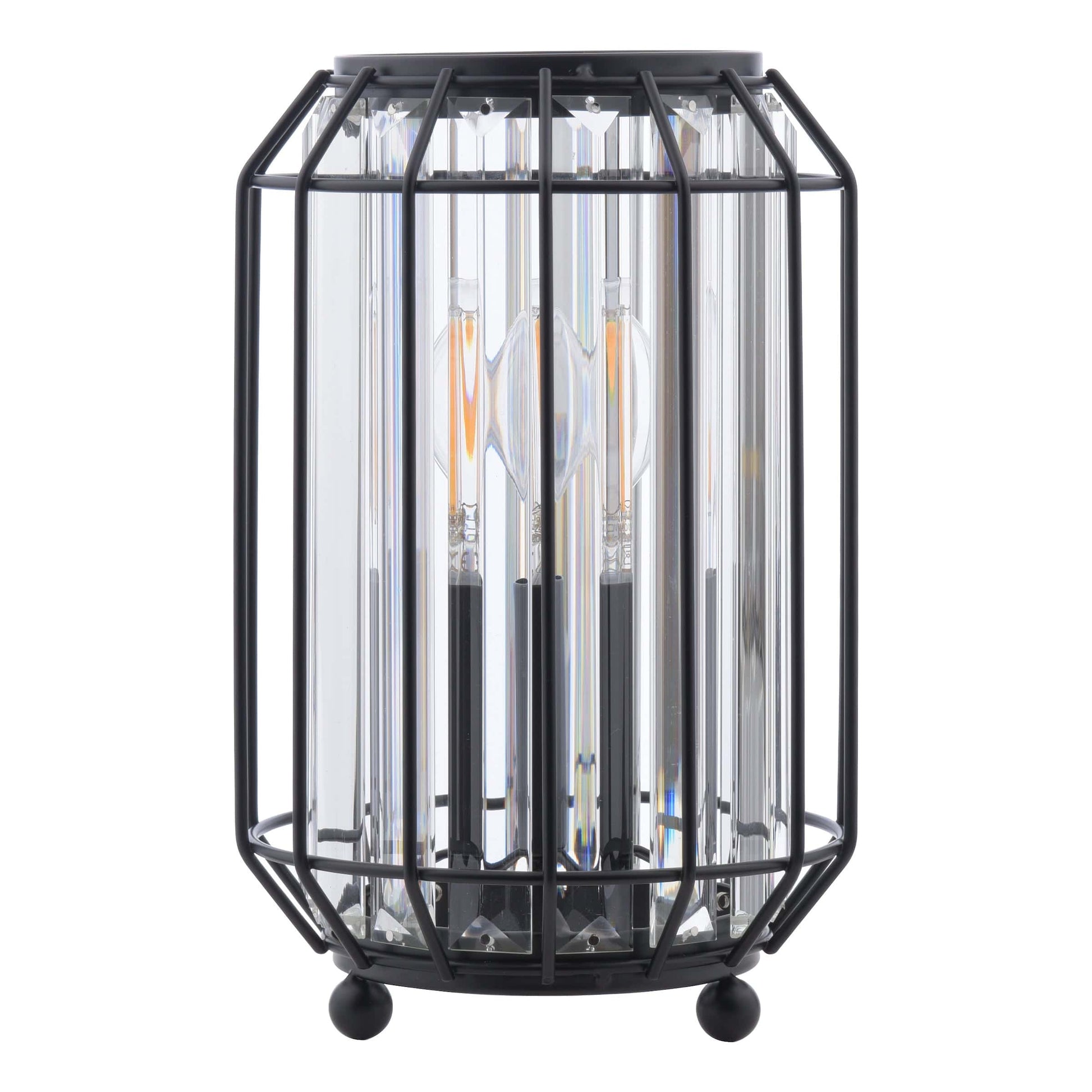 dar lighting Naeva Table Lamp Matt Black and Crystal NAE4222