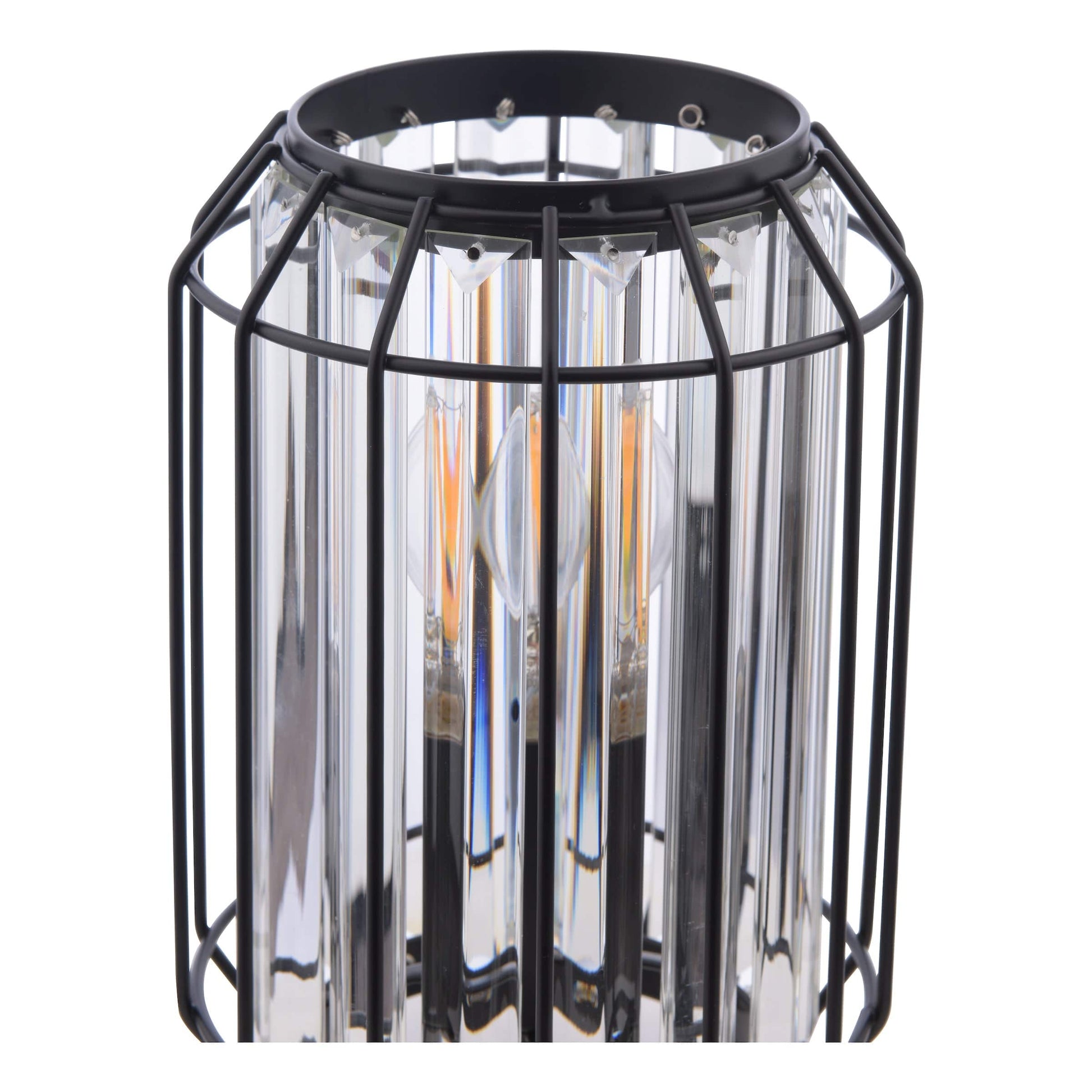 dar lighting Naeva Table Lamp Matt Black and Crystal NAE4222