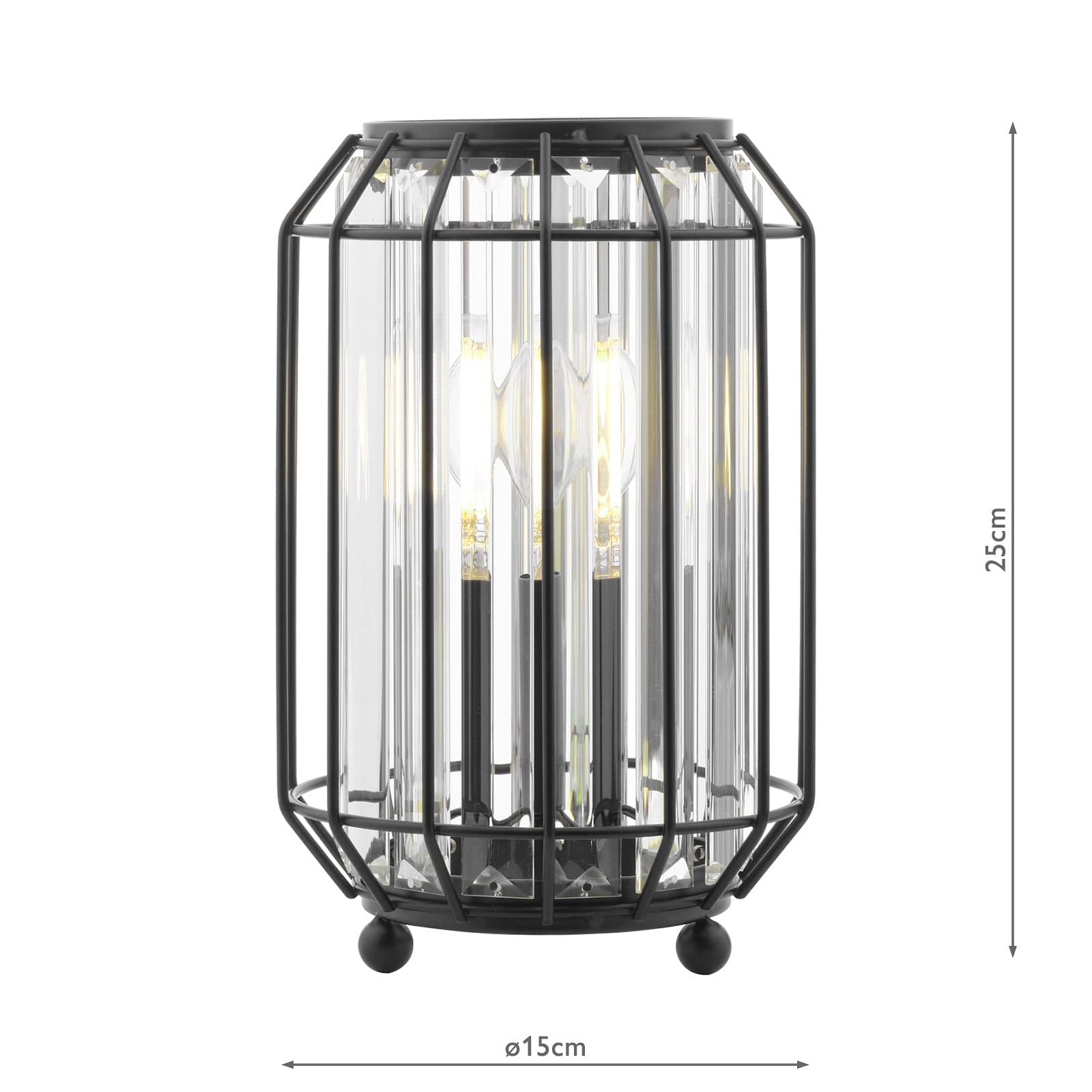 dar lighting Naeva Table Lamp Matt Black and Crystal NAE4222