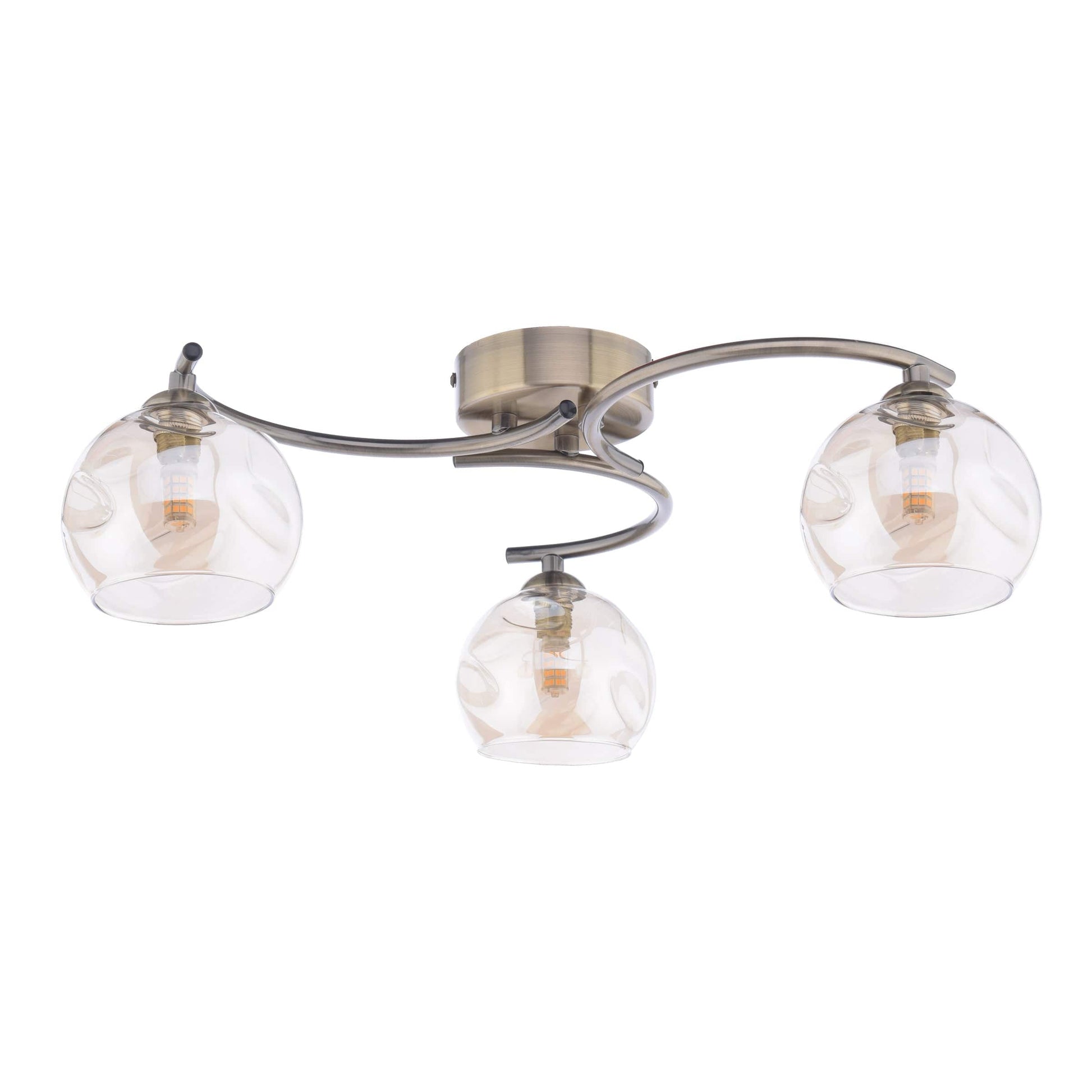 dar lighting Nakita 3 Light Semi Flush Antique Brass Champagne Dimpled Glass NAK5375-16