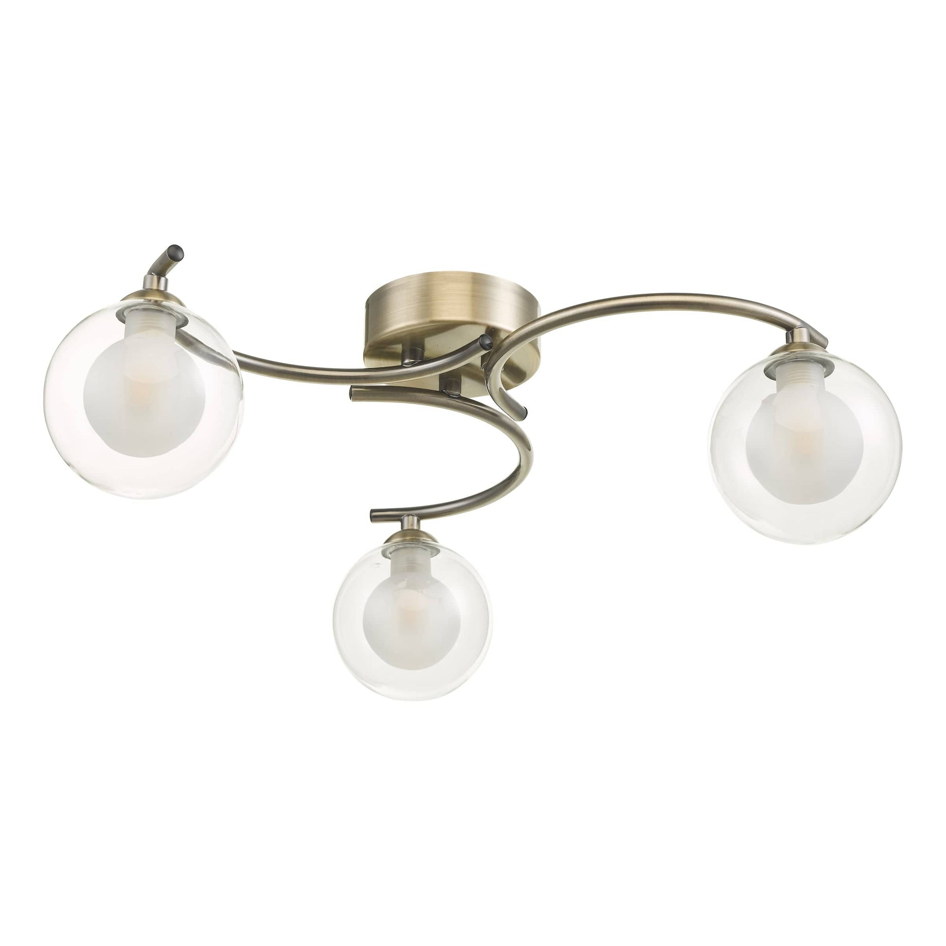 dar lighting Nakita 3 Light Semi Flush Antique Brass With Clear/Opal Glass NAK5375-04