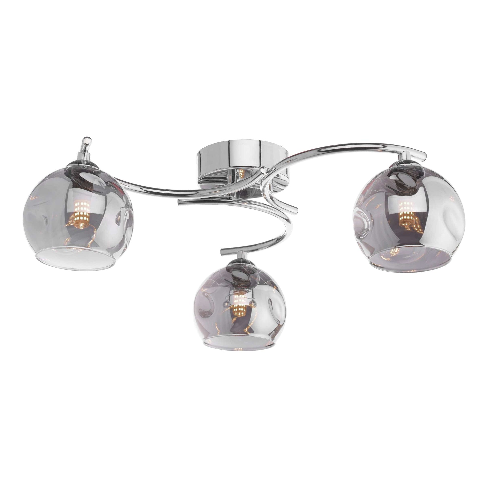 dar lighting Nakita 3 Light Semi Flush Polished Chrome Smoked Dimpled Glass NAK5350-15