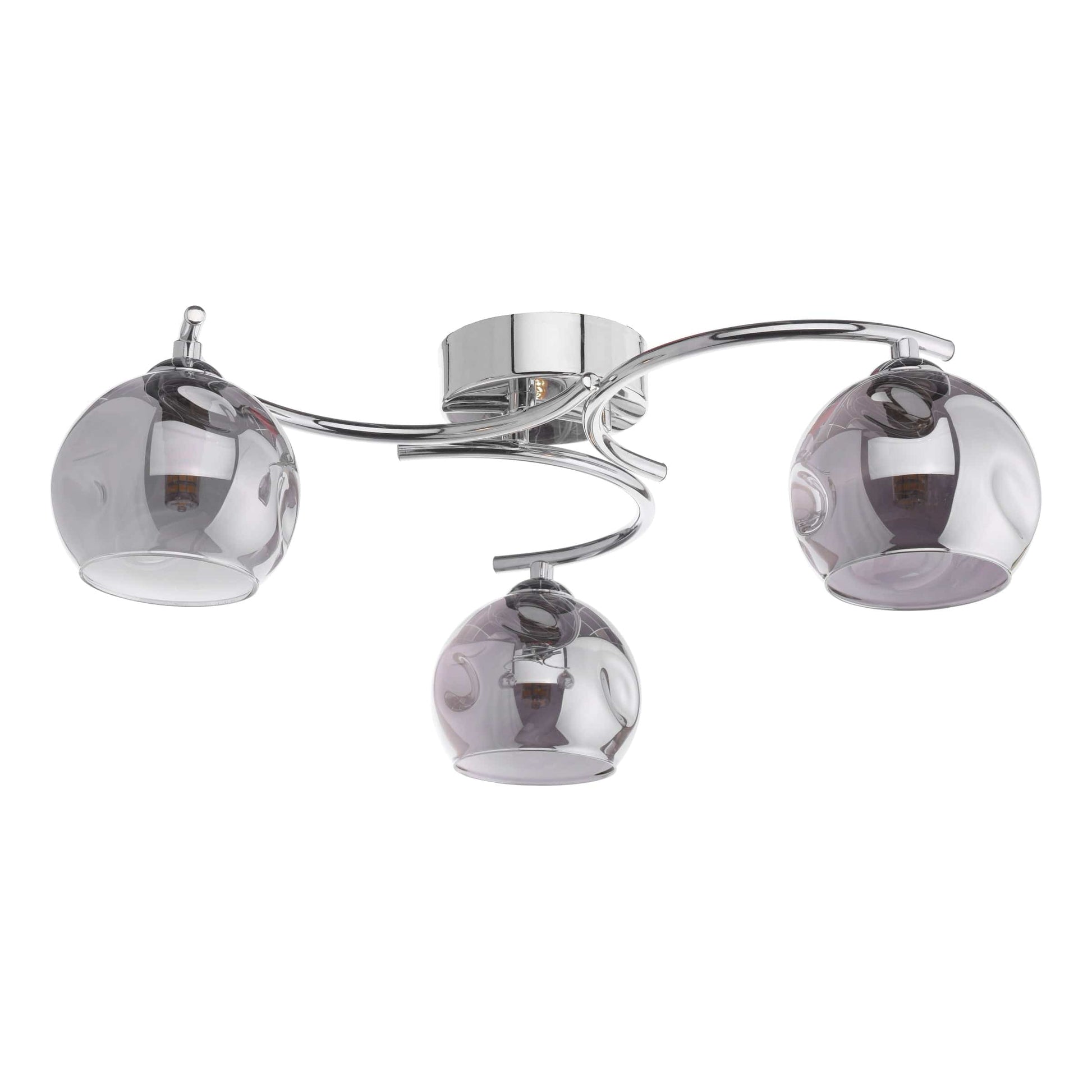 dar lighting Nakita 3 Light Semi Flush Polished Chrome Smoked Dimpled Glass NAK5350-15