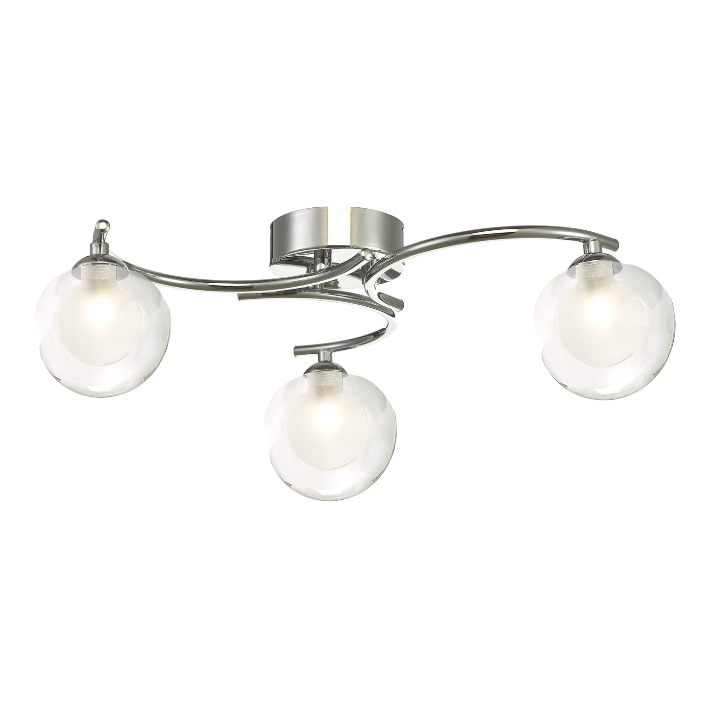 dar lighting Nakita 3 Light Semi Flush Polished Chrome With Clear/Opal Glass NAK5350-04