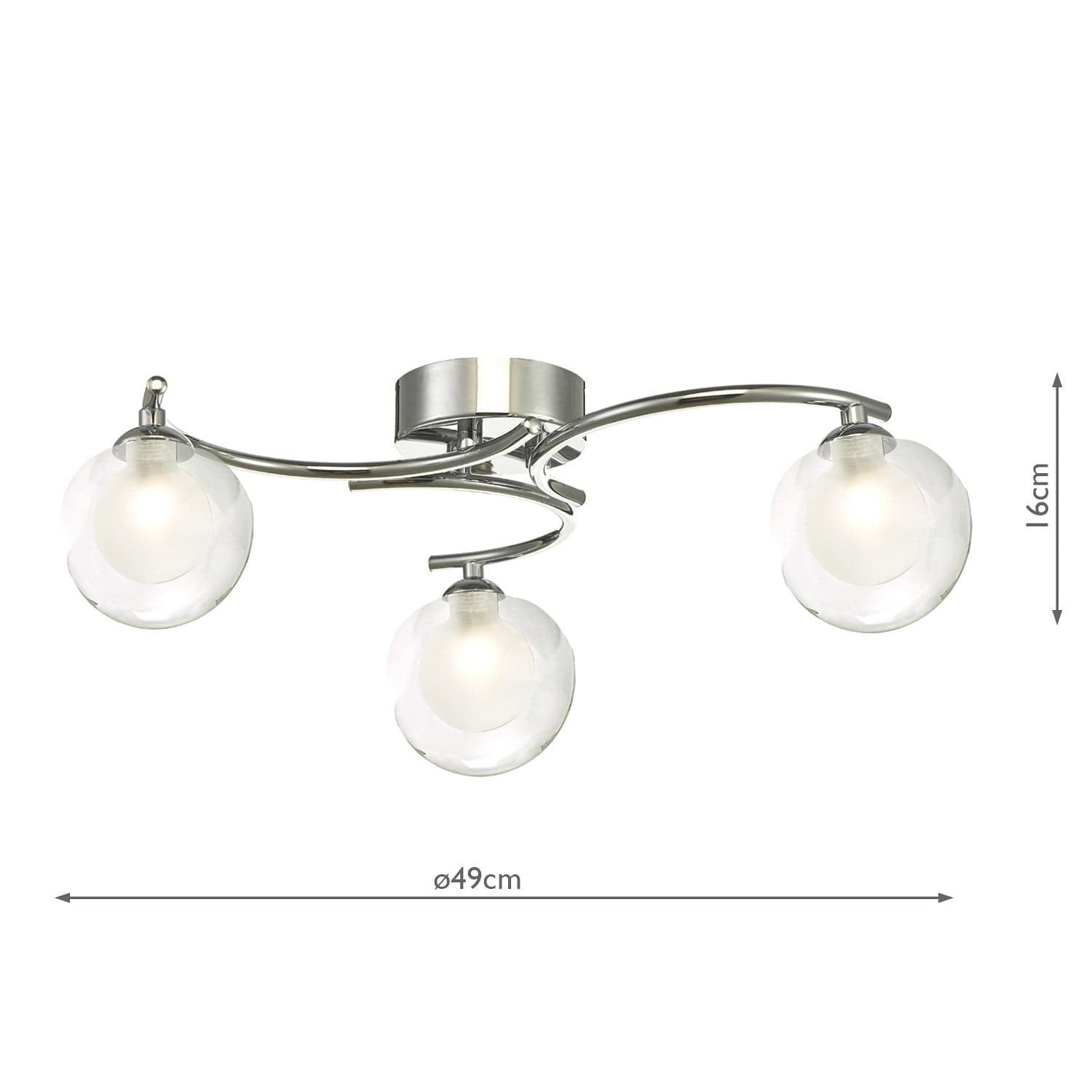 dar lighting Nakita 3 Light Semi Flush Polished Chrome With Clear/Opal Glass NAK5350-04