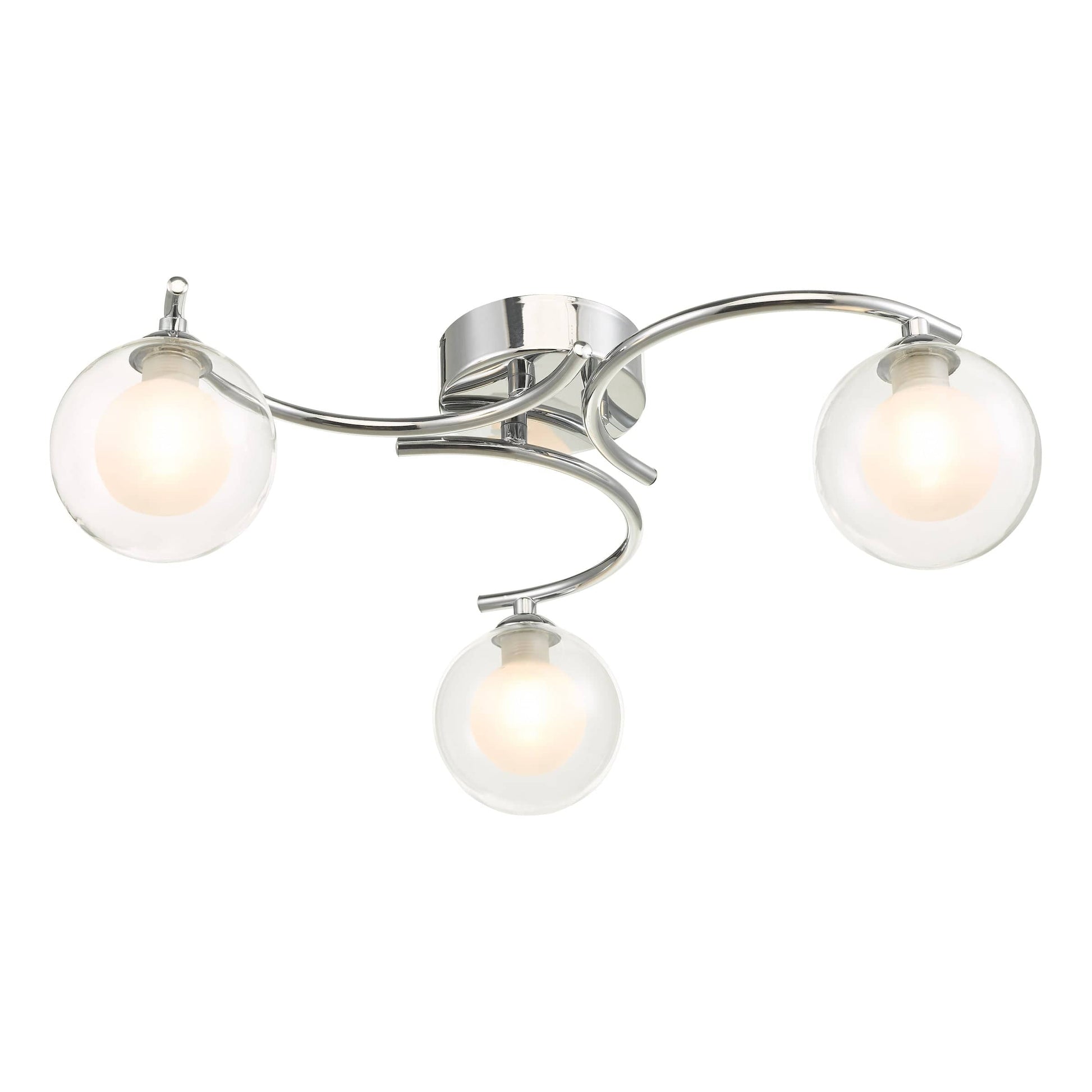 dar lighting Nakita 3 Light Semi Flush Polished Chrome With Clear/Opal Glass NAK5350-04