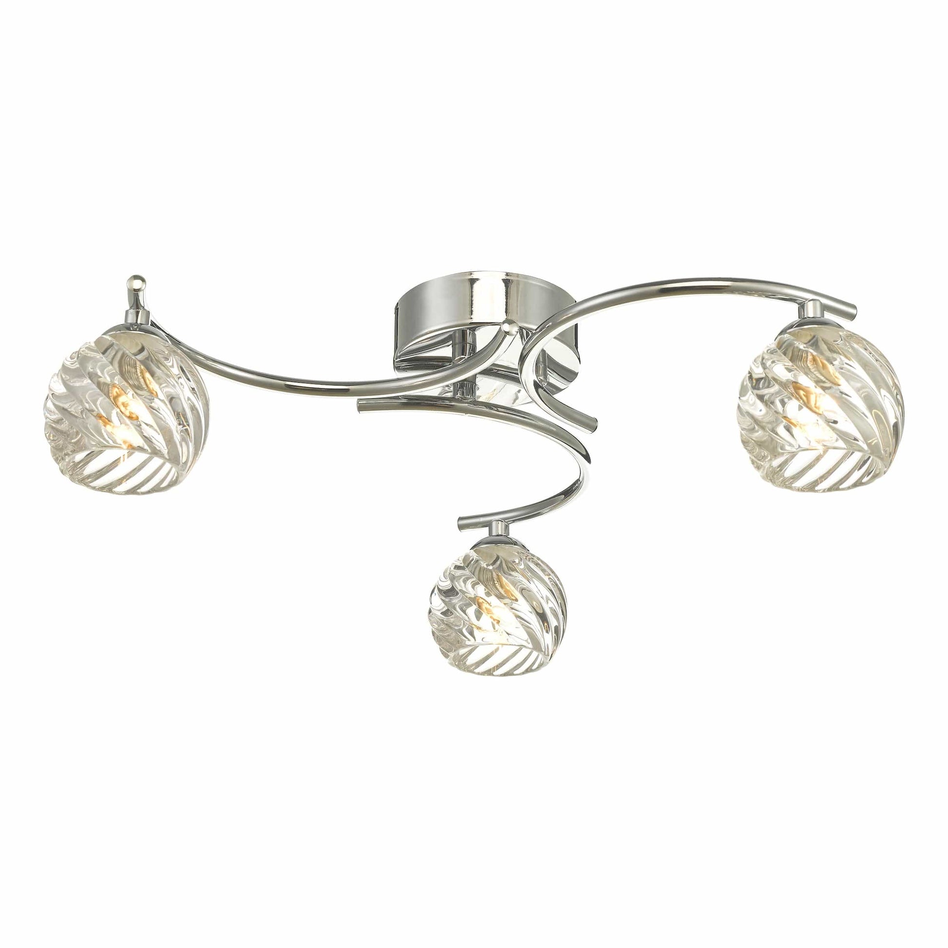 dar lighting Nakita 3 Light Semi Flush Polished Chrome With Twisted Open Glass NAK5350-05