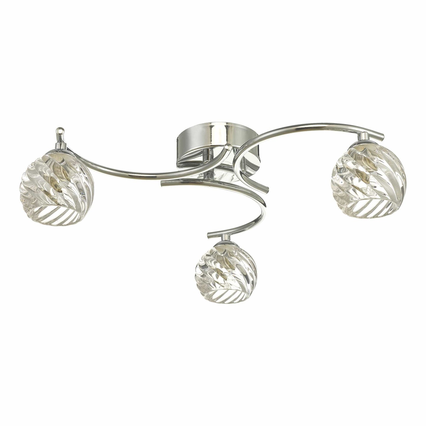 dar lighting Nakita 3 Light Semi Flush Polished Chrome With Twisted Open Glass NAK5350-05