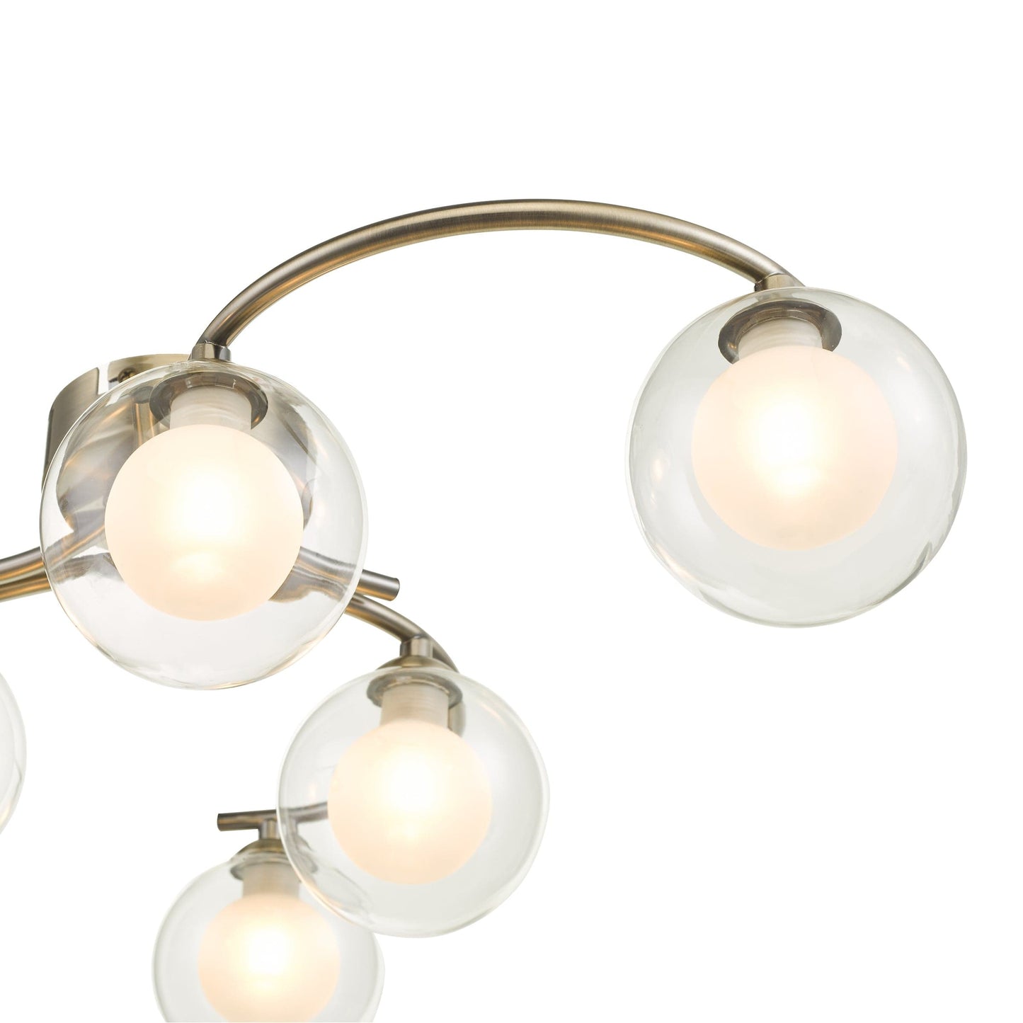 dar lighting Nakita 6 Light Semi Flush Antique Brass With Clear.Opal Glass NAK6475-04